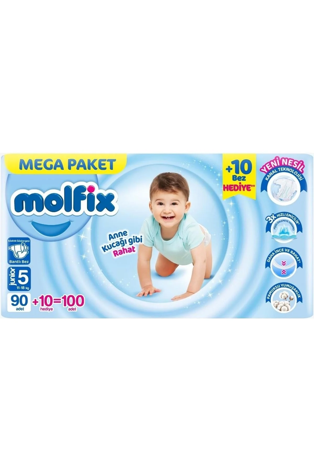 پوشک بچه سایز بچه: 5 11 18 کیلوگرم جونیور 200 عدد مگا فرصت اقتصادی PK اورجینال Molfix