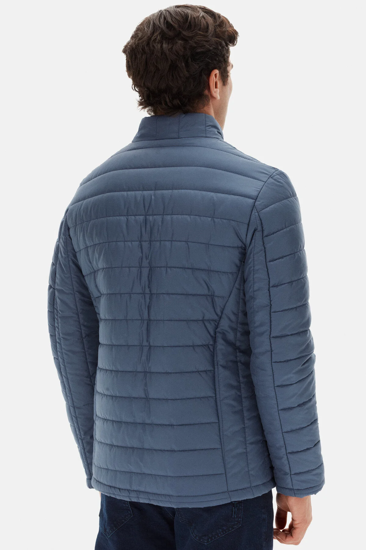 کاپشن کت پف دار با الیاف ضد باد آبی DS DAMAT SLIM FIT D'S Damat