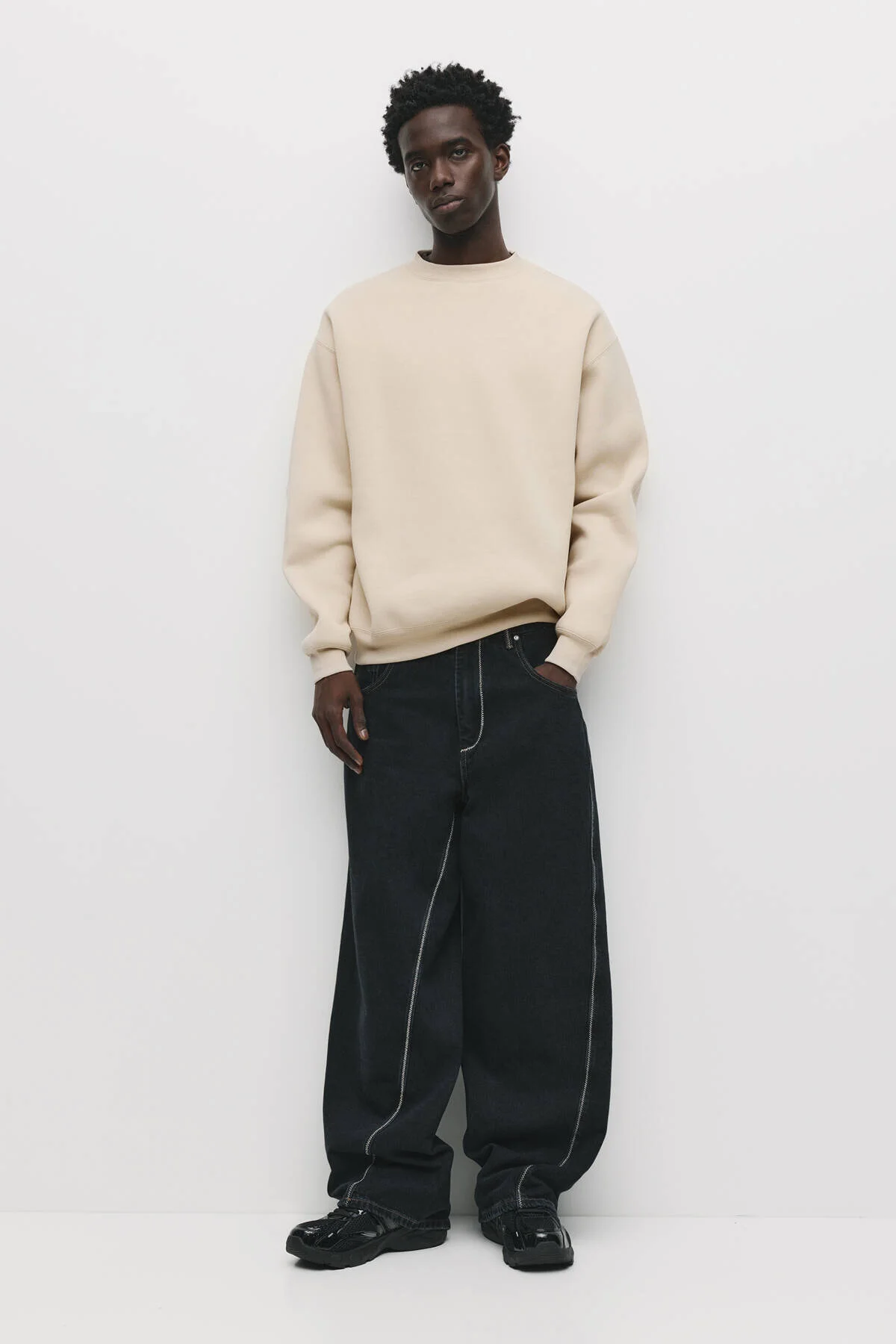 سویشرت پیراهن یقه دوچرخه اساسی اورجینال Pull & Bear