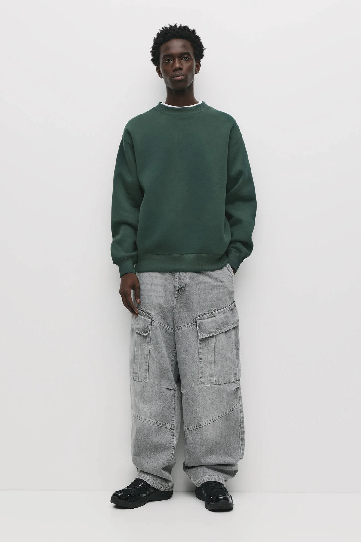 سویشرت پیراهن یقه دوچرخه اساسی اورجینال Pull & Bear