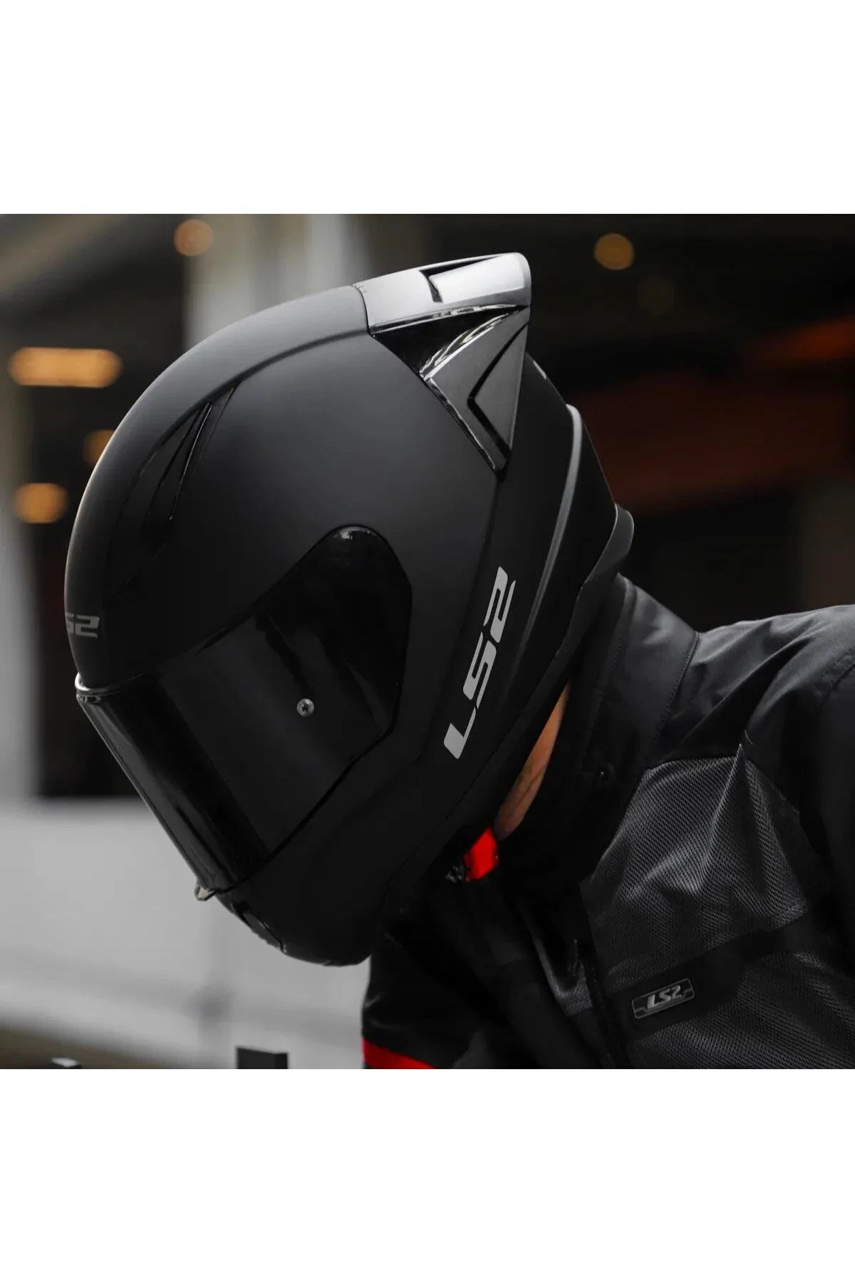 کلاه کاسکت موتورسیکلت RAPID 2 RACE FULL FACE MOTORCYCLE HELMET RACING SPOILER + منظره یاب سیاه LS2