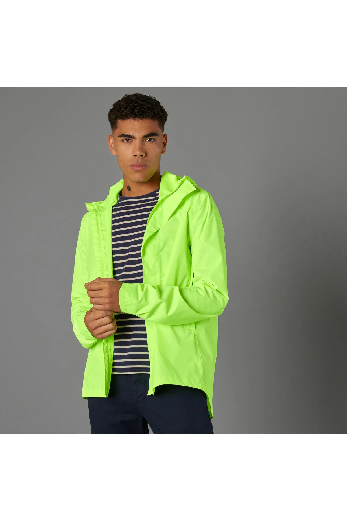 کت دوچرخه سواری مردانه BTWIN 120 PPE دارای گواهی نئون زرد دکتلون Decathlon