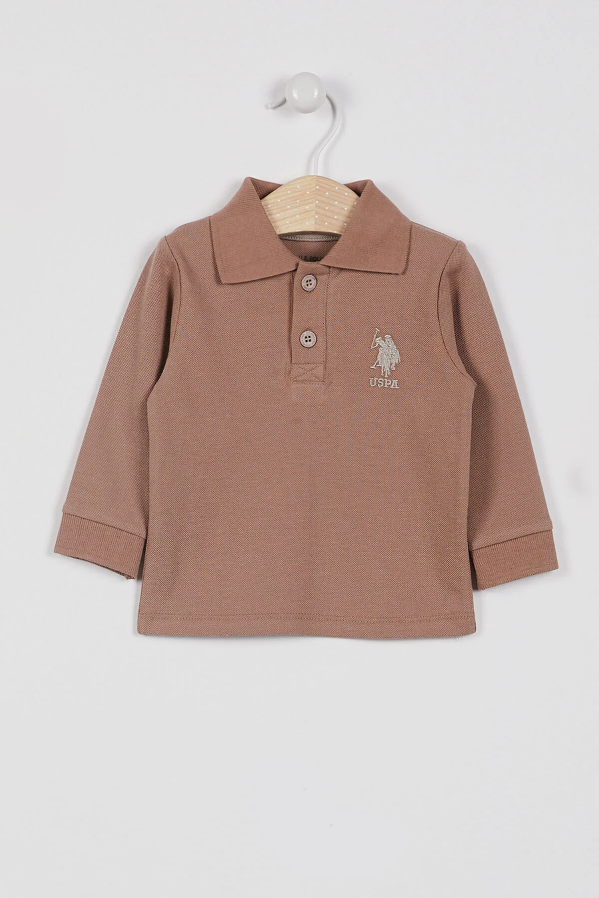 U.S. Polo Assn. پایه. سویشرت آستین بلند نوزاد پسر قهوه ای روشن کلاسیک Polo Assn