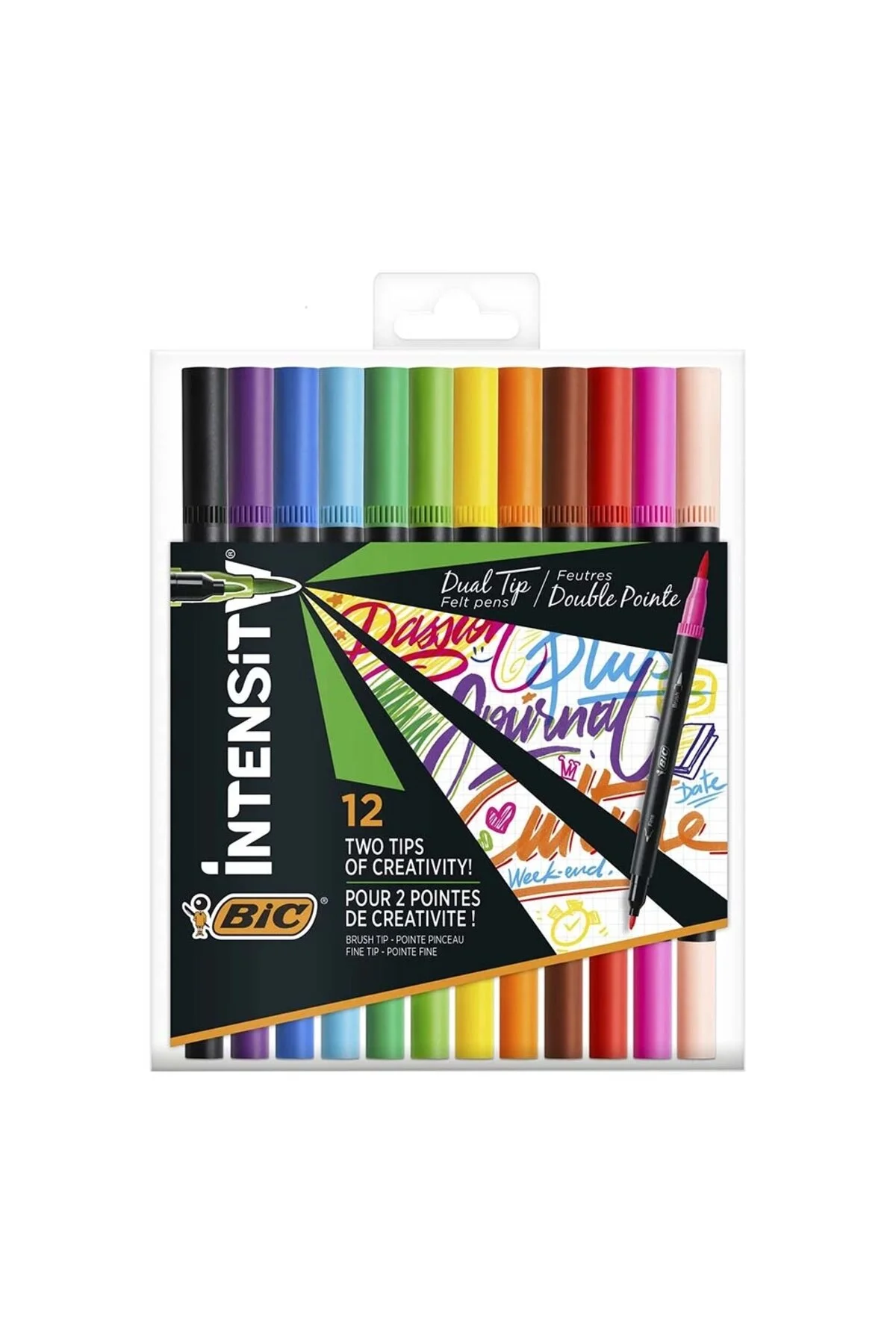 ماژیک نوک نمدی چند رنگ شدت دوتایی KAL.12LI اورجینال بیک Bic