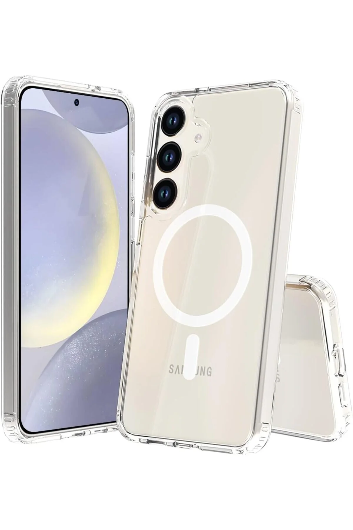 کاور و قاب سازگار با GALAXY S24 PLUS 6.7 اینچی MAGSAFE هوا هیبریدی جذب شوک TPU + کیف شفاف کامپیوتر STOREMAX