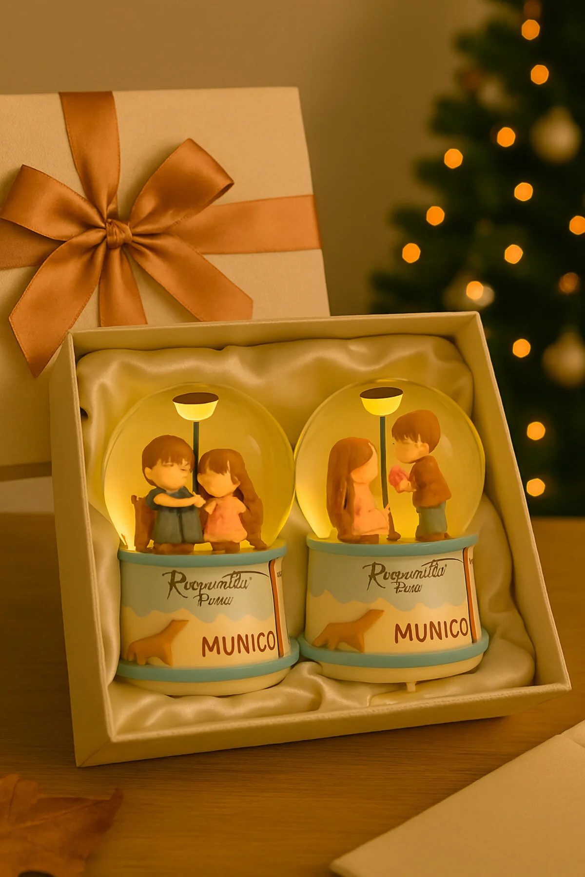 گوی برفی AUTUMN LOVER SNOW GLOBE سایز متوسط براق چراغ خیابان هدیه شیک تزئینی رمانتیک از ترکیه Munico