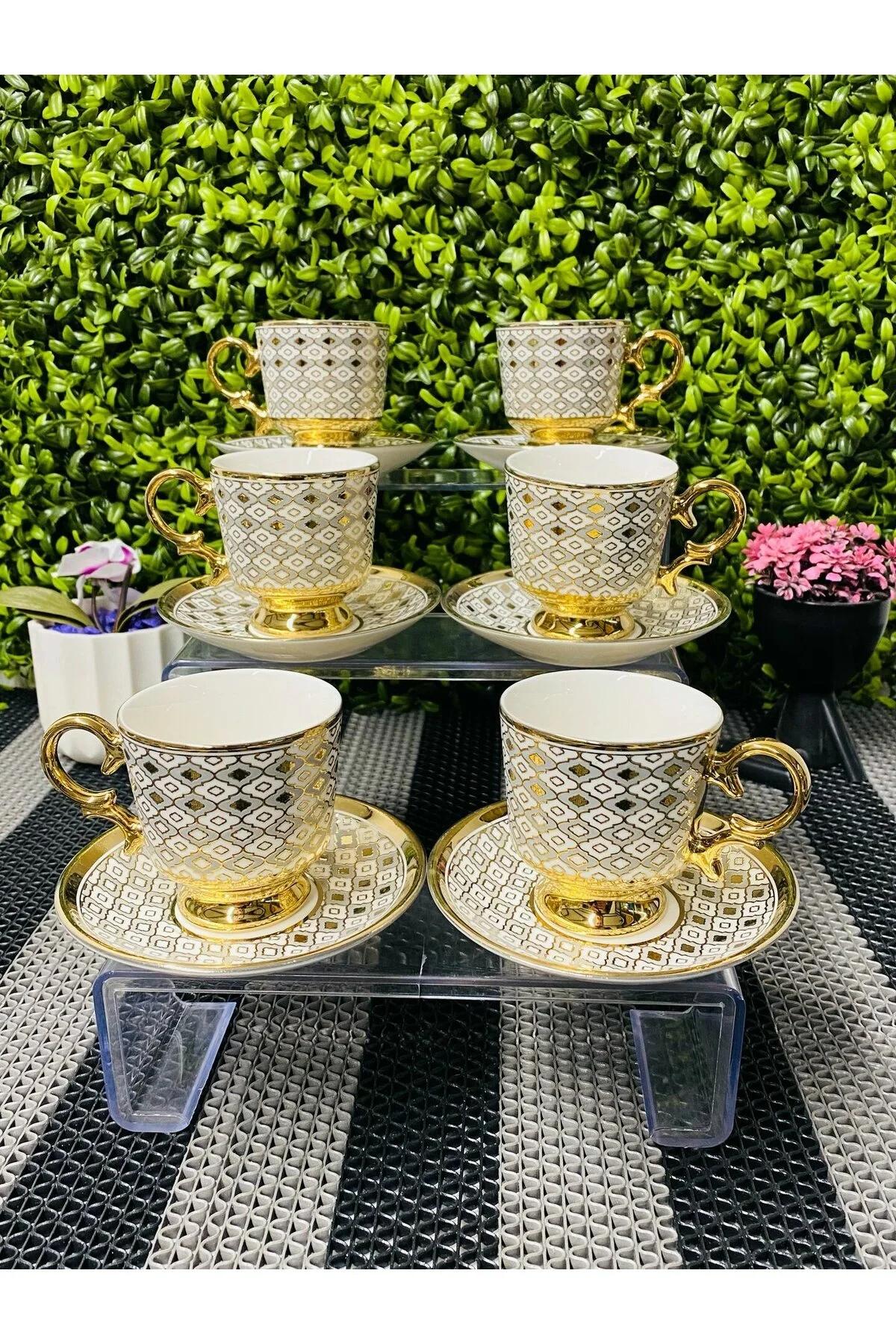 فنجان قهوه جام طلایی برای 6 نفر تنظیم شده است LİLA HOME