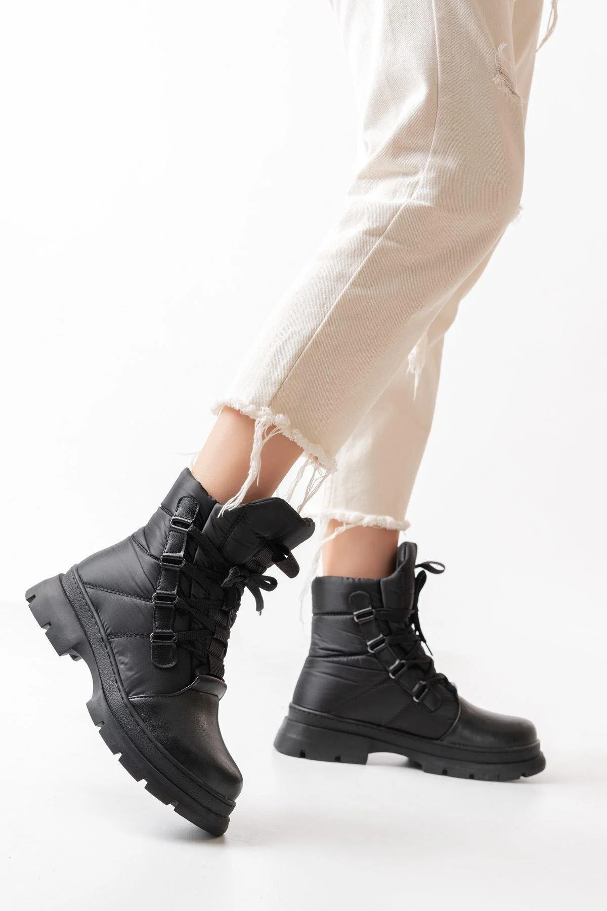چکمه و بوت های برفی زنانه ضد آب ASM 083 مشکی توری Mida Shoes