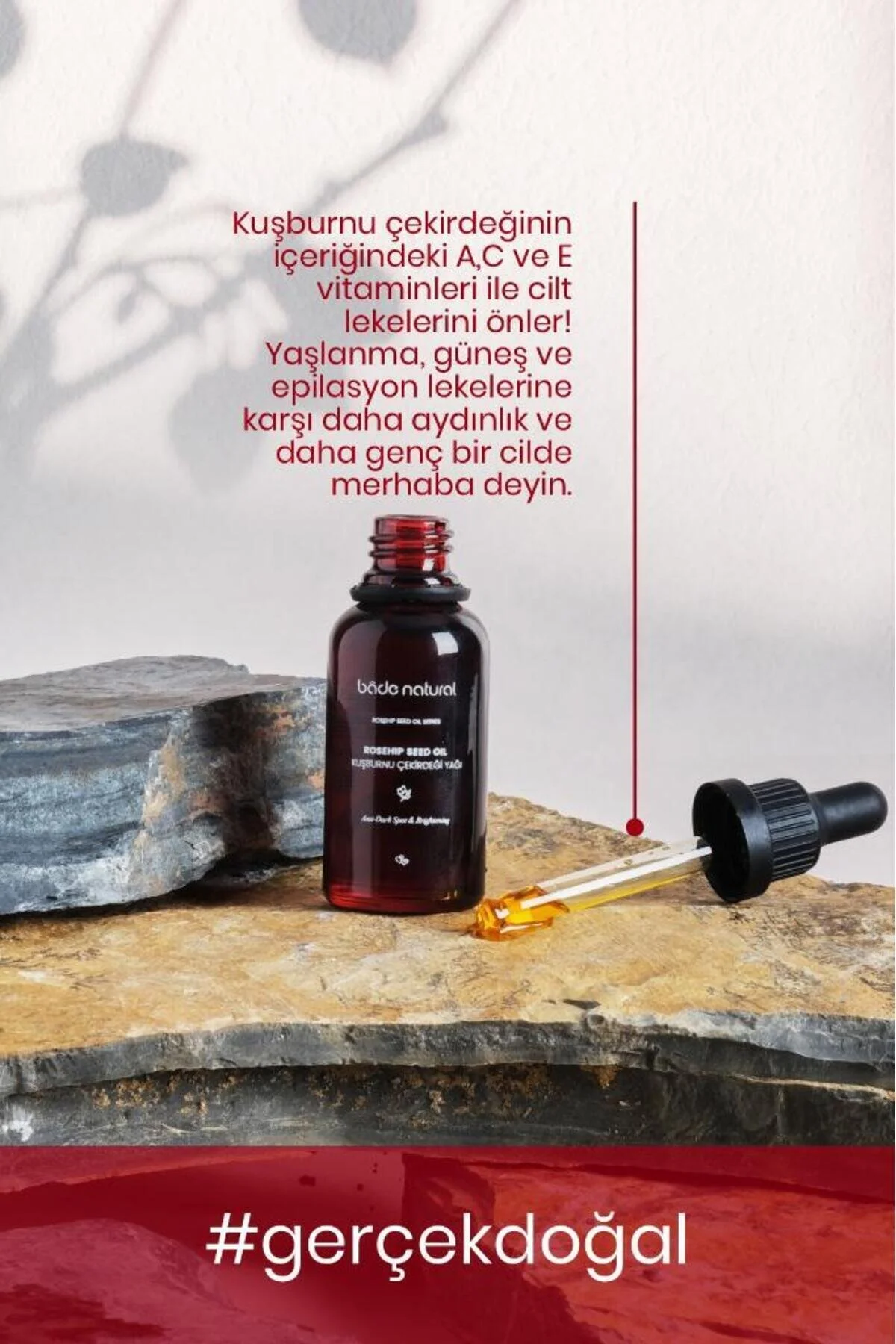 Bade Natural روغن بذر گل سرخ فشرده سرد ضد لک و روشن کننده 100٪ خالص 30 میلی لیتر