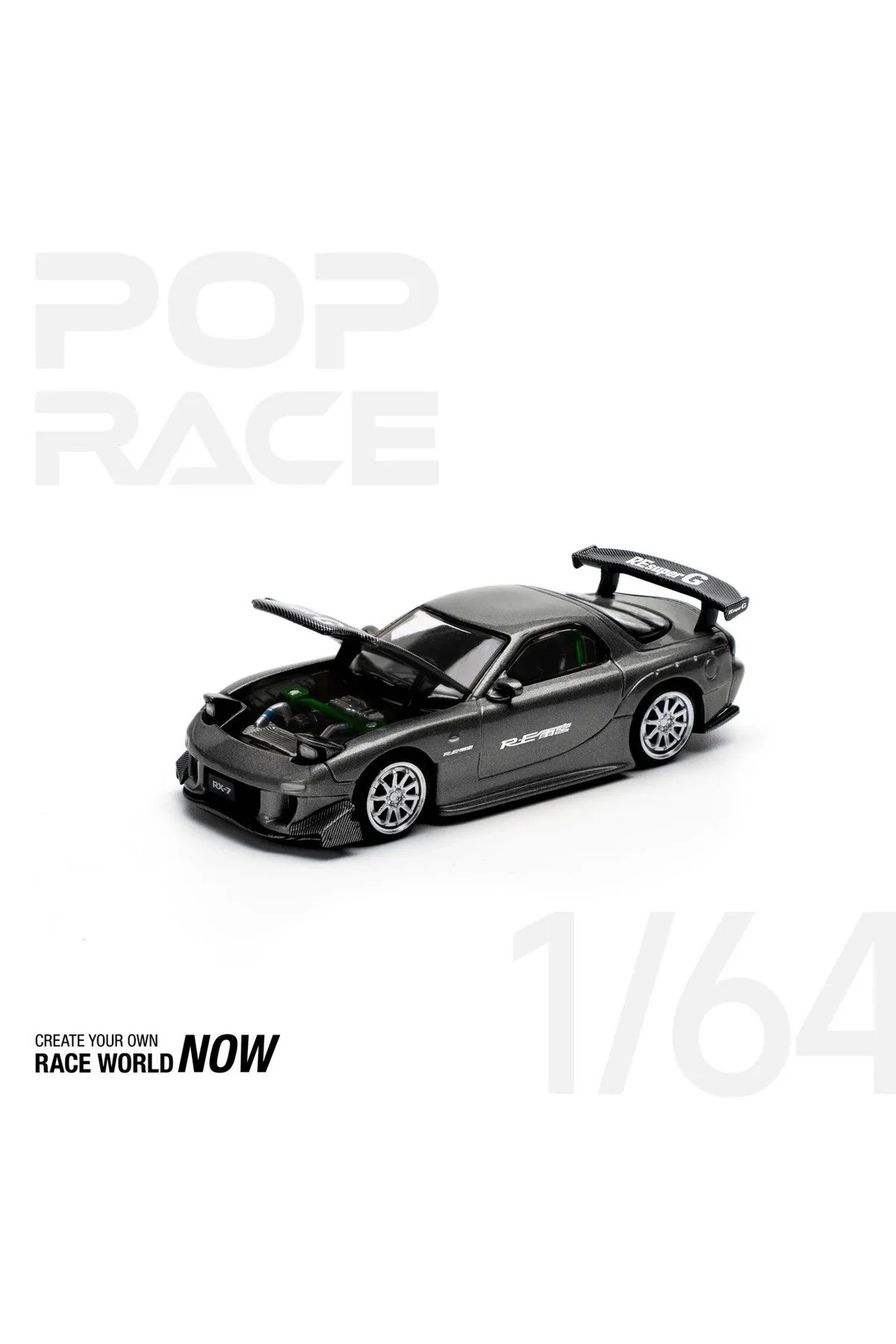 ماشین اسباب بازی POP RACE 1 64 MAZDA RX7 RE AMEMIYA WIDEBODY GUN METAL PR64 0255 HOT WHEELS