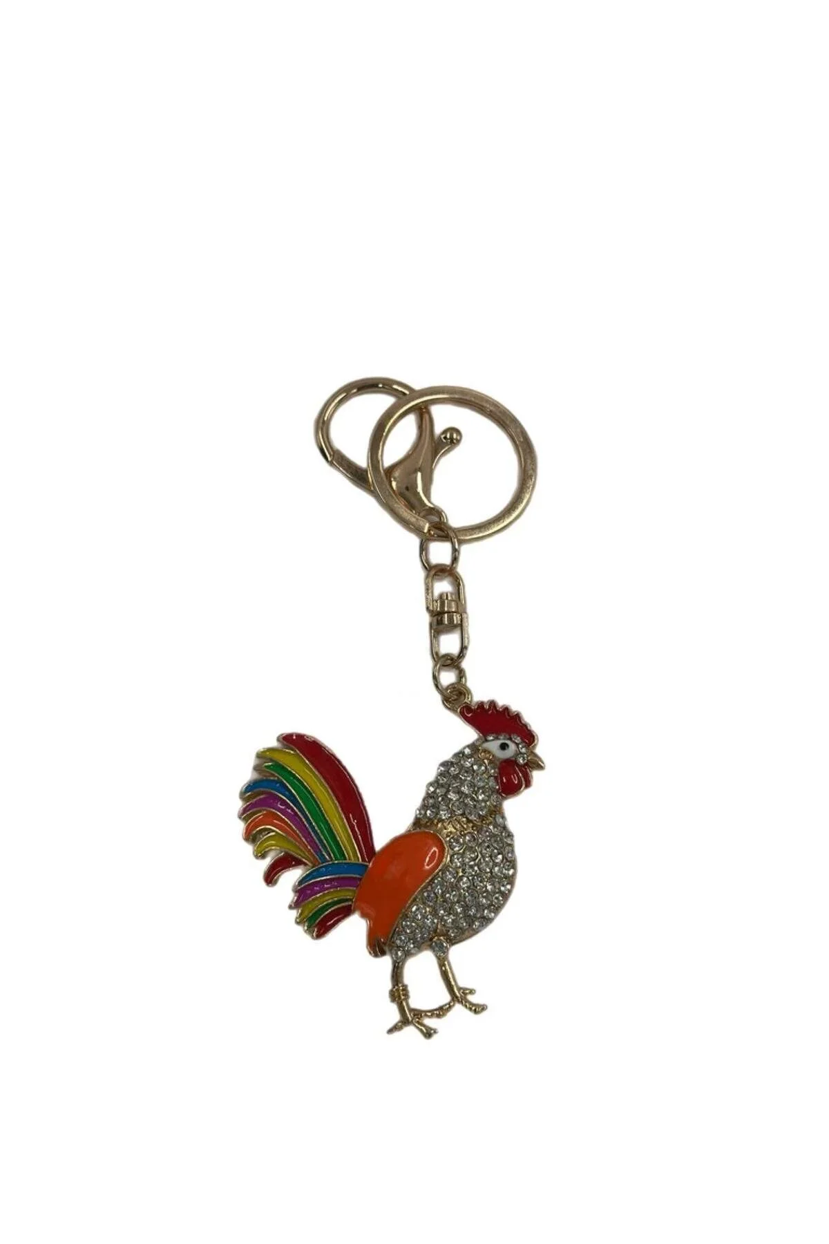 جلیقه کلید جاکلیدی خروس درخشان سنگی رنگارنگ MD Moda Accessories