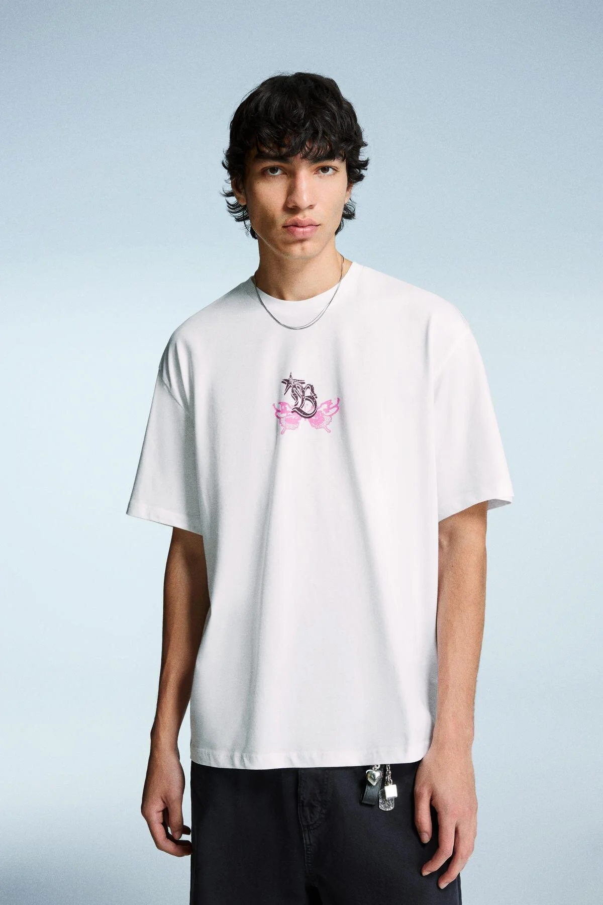 تی شرت T SHIRT با یک رنگ کوتاه Bershka