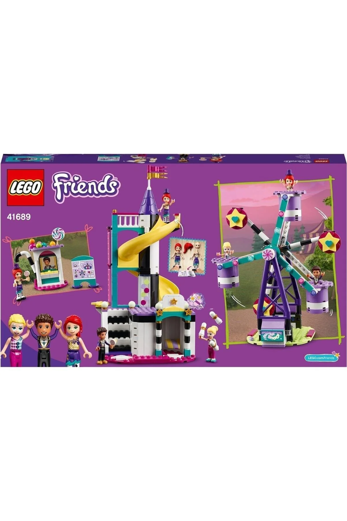 LEGO Friends Magic Wheel and Slide 41689 - مجموعه تم پارک تفریحی با 3 عروسک کوچک (545 قطعه)