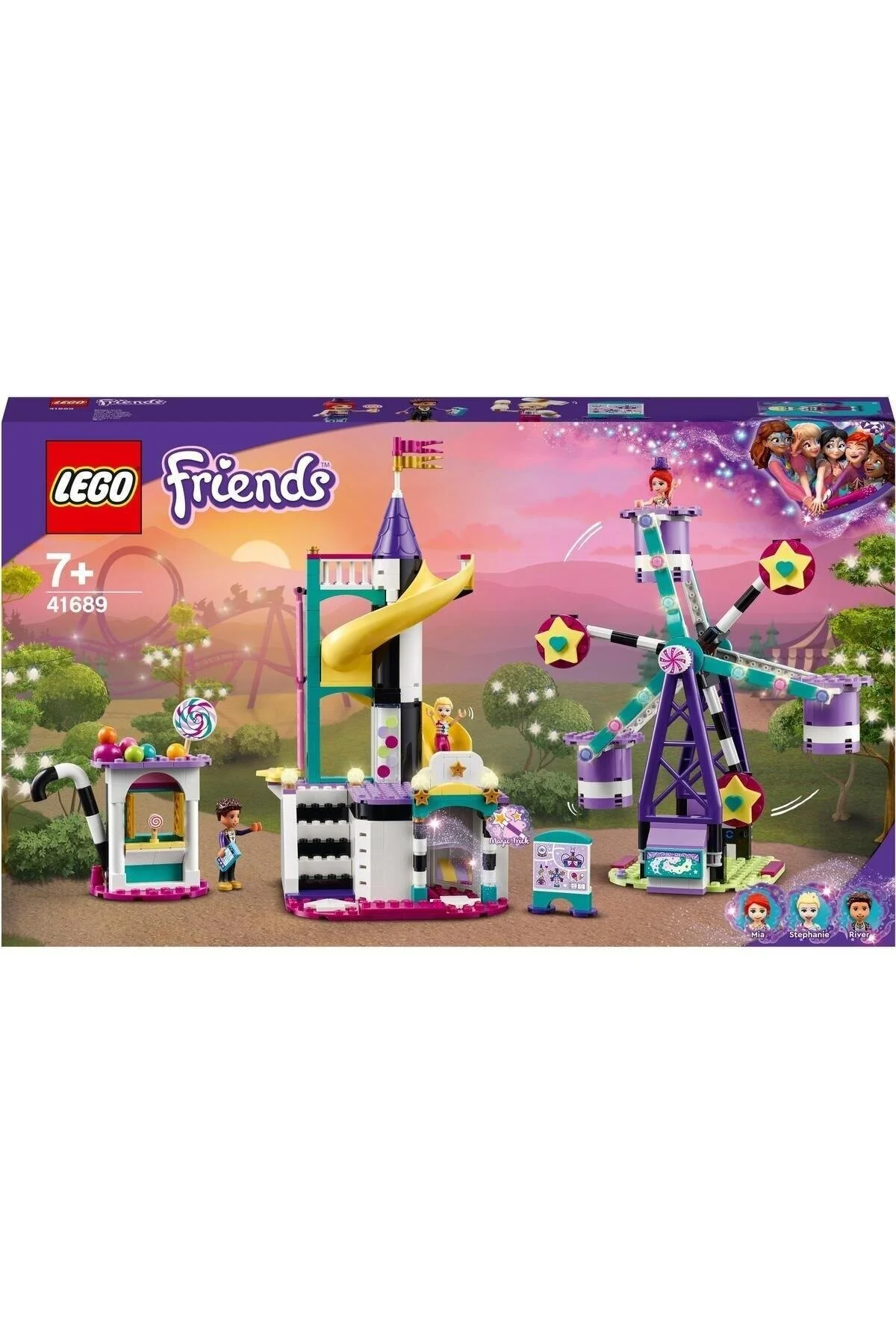 LEGO Friends Magic Wheel and Slide 41689 - مجموعه تم پارک تفریحی با 3 عروسک کوچک (545 قطعه)