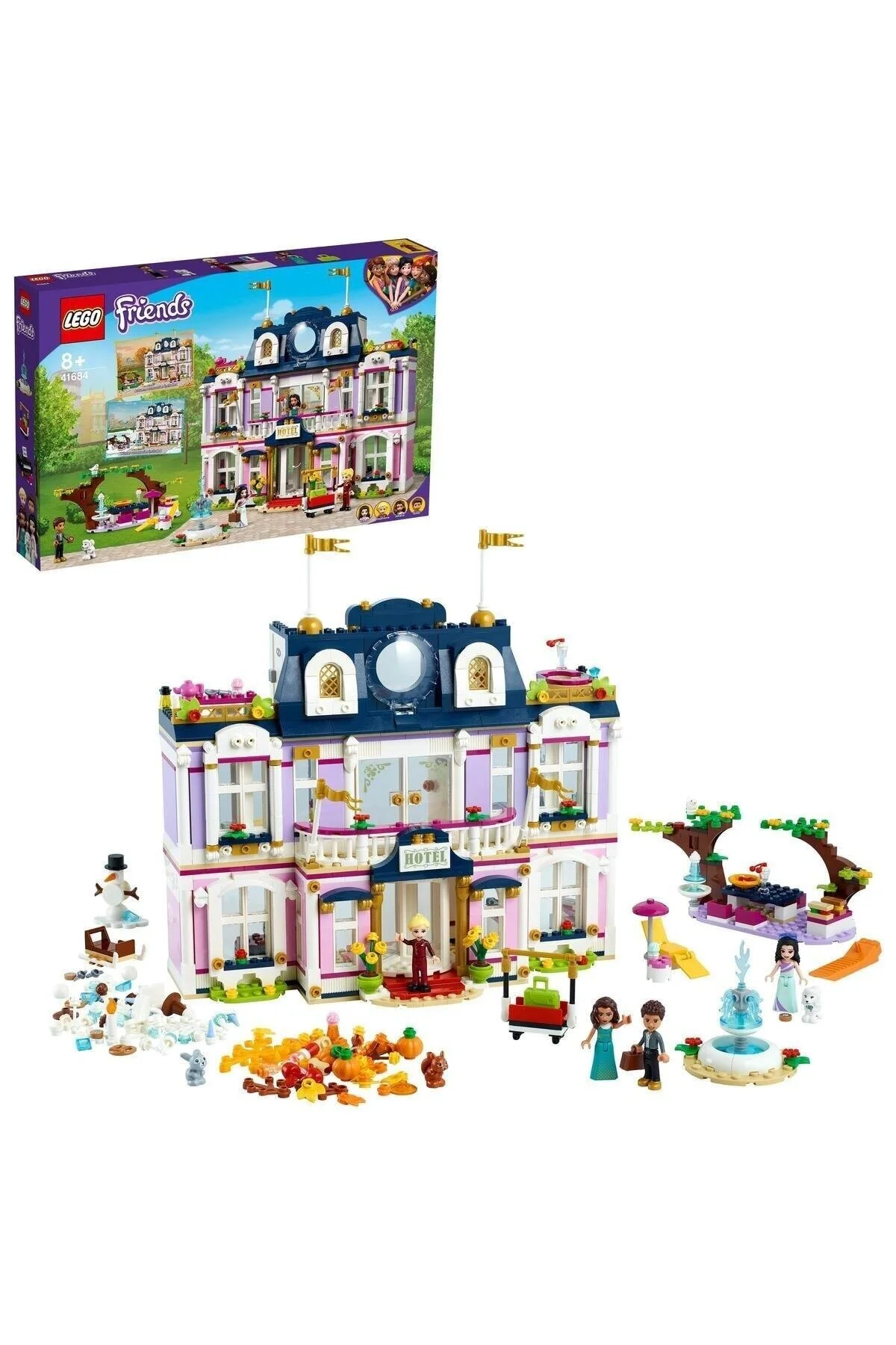 لگو و اسباب بازی های ساخت محور زرد پسرانه دخترانه بچگانه ® Friends Grand Heartlake City Hotel 41684 Emma, ​​Stephanie, River And Amelia Insert Mini Dolls LEGO
