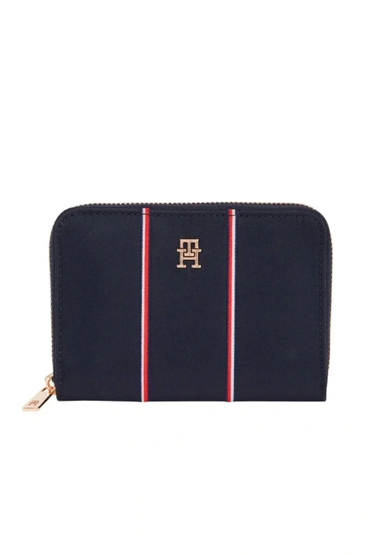 کیف پول زنانه شرکتی نایلونی زیپ دار سایز متوسط ​​TH ICON AW0AW179530GY Tommy Hilfiger