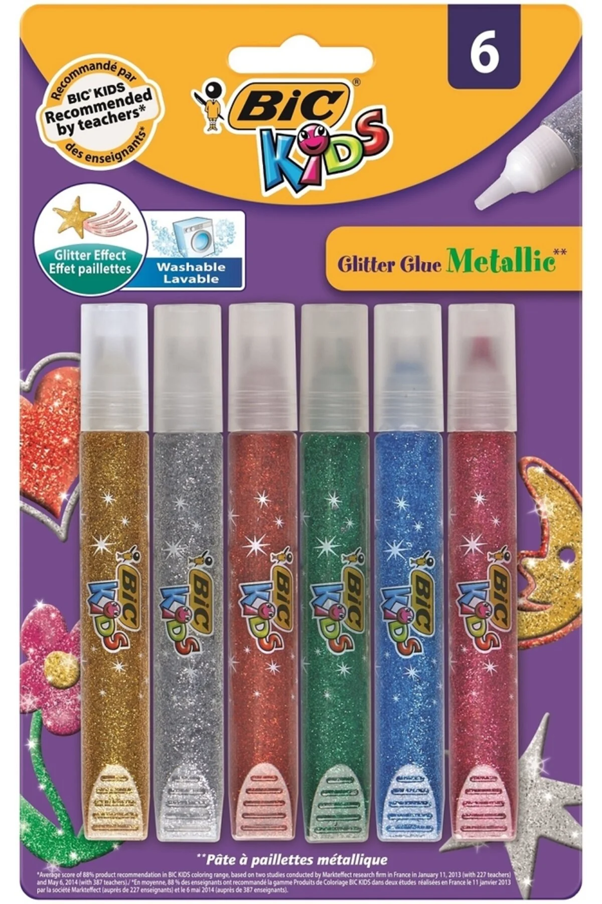 لوازم کاردستی بچه های چسبنده فلزی نقره ای 6 رنگ بیک Bic