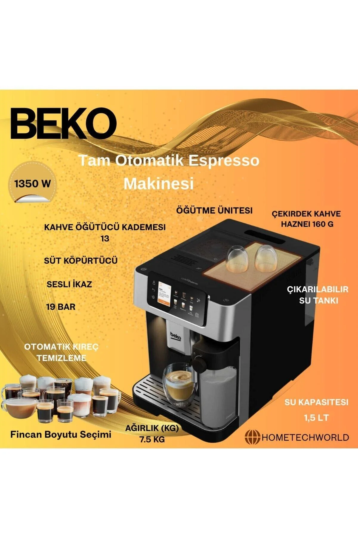 دستگاه اسپرسو و کاپوچینو اسپرسوساز تمام اتوماتیک اورجینال Beko