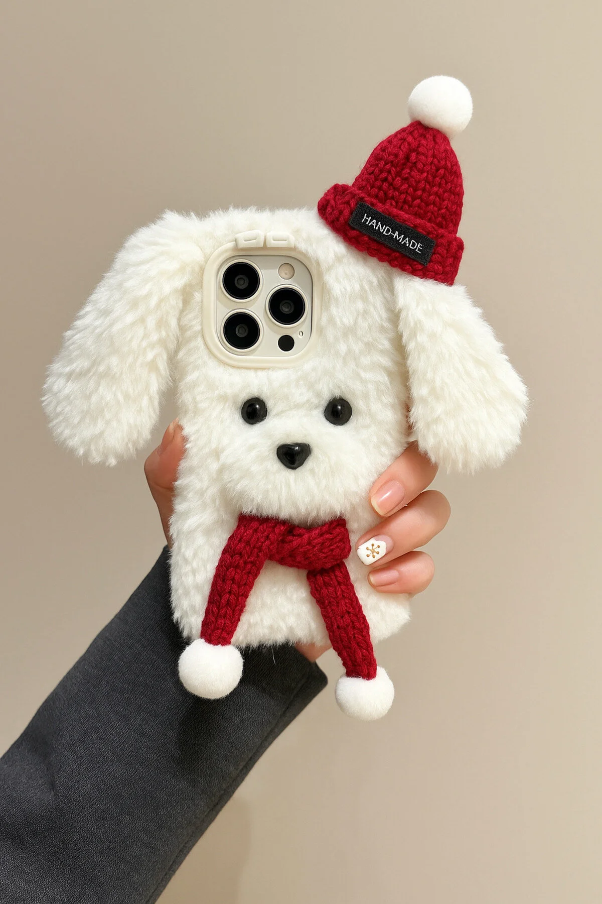 کاور و قاب گوشی مخملی سازگار با آیفون 14 پرو مکس – طراحی سگ ناز 🐶✨ Paw Butik