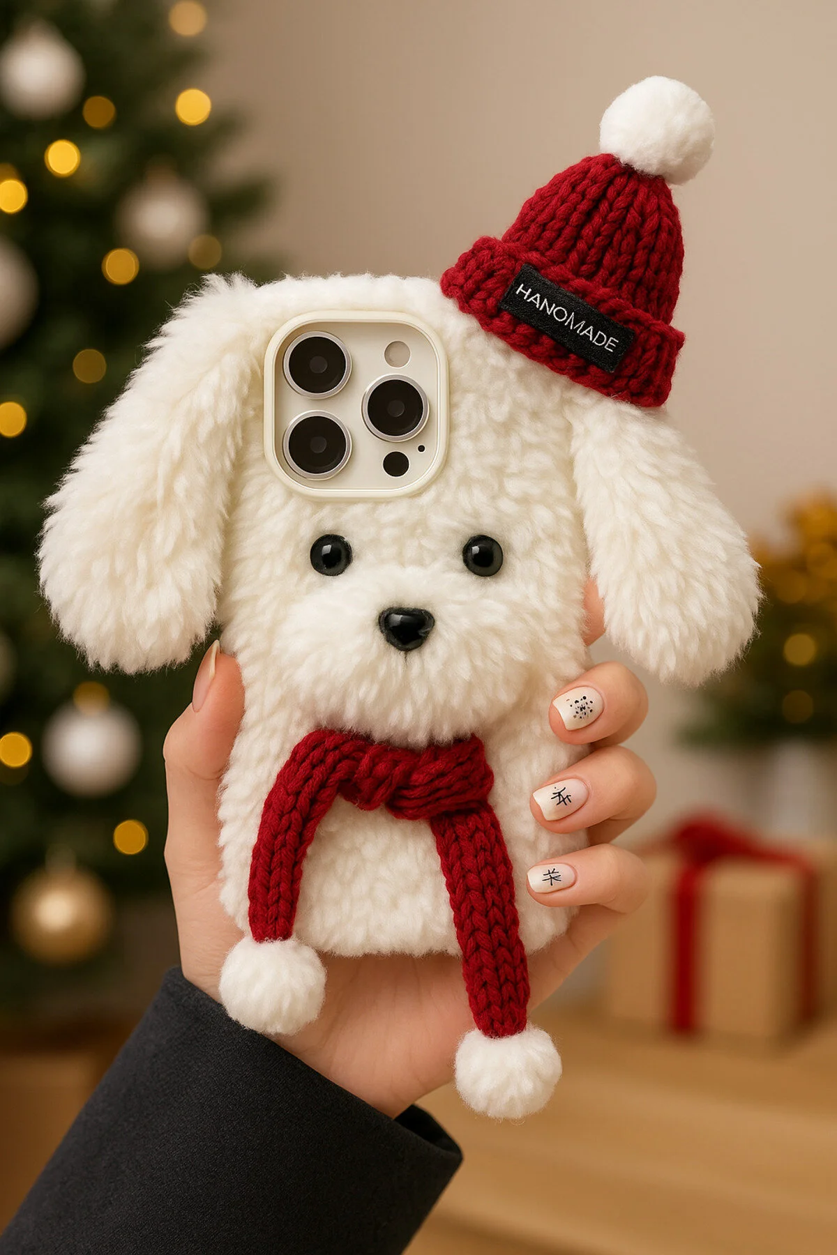 کاور و قاب گوشی مخملی سازگار با آیفون 14 پرو مکس – طراحی سگ ناز 🐶✨ Paw Butik