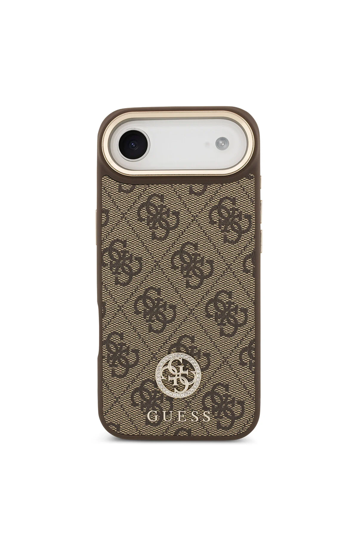 کاور و قاب IPHONE 17 AIR CASE دارای مجوز شارژ M SAFE دوربین طلایی سنگی 4G لوگو قهوه ای Guess