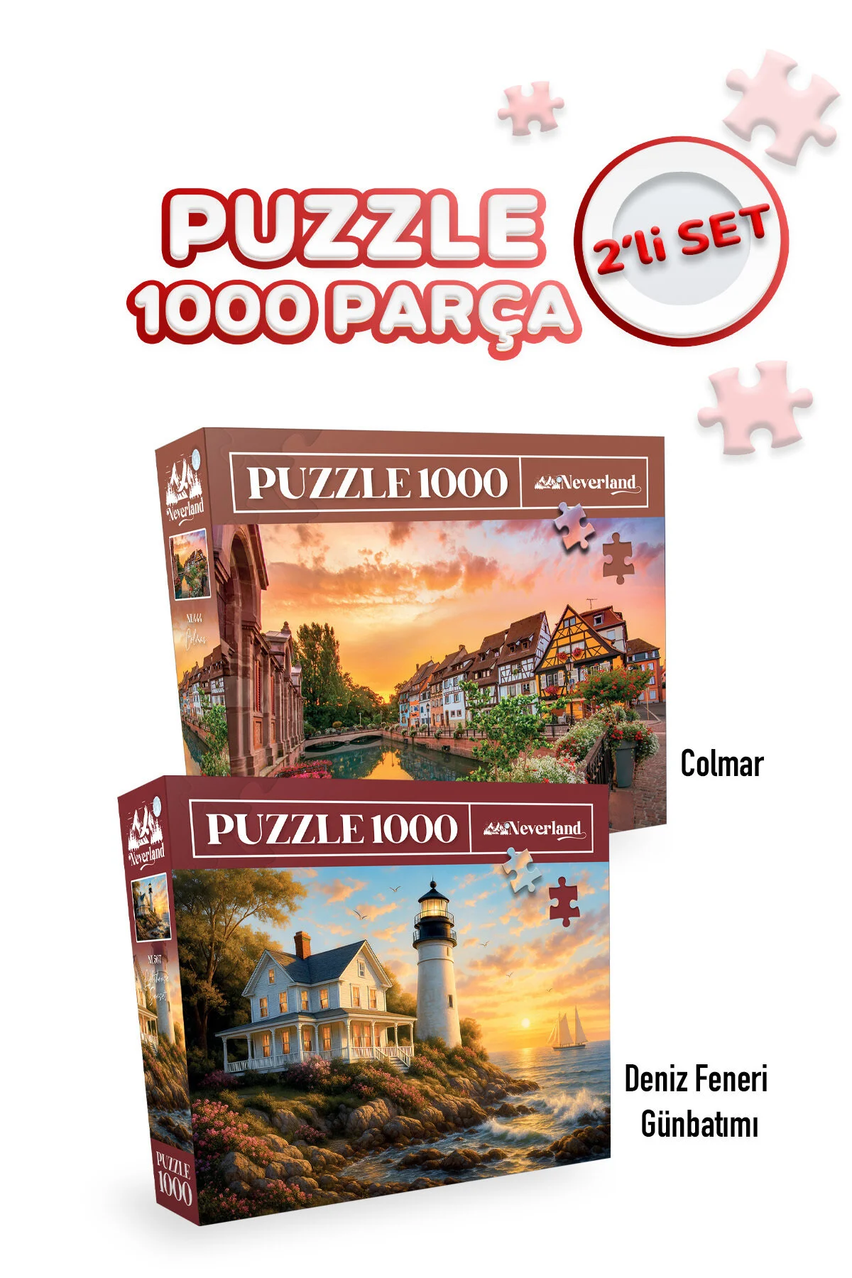 پازل 2 PIECES OF 1000 غروب خورشید کلمار و فانوس دریایی Neverland