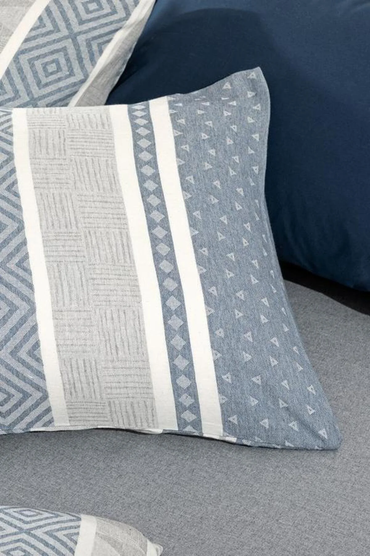 کاور لحاف دو نفره فصل جدید SEMNOZ DOUBLE COSTON COVET COVER GREY NAVY BLUE Madame Coco