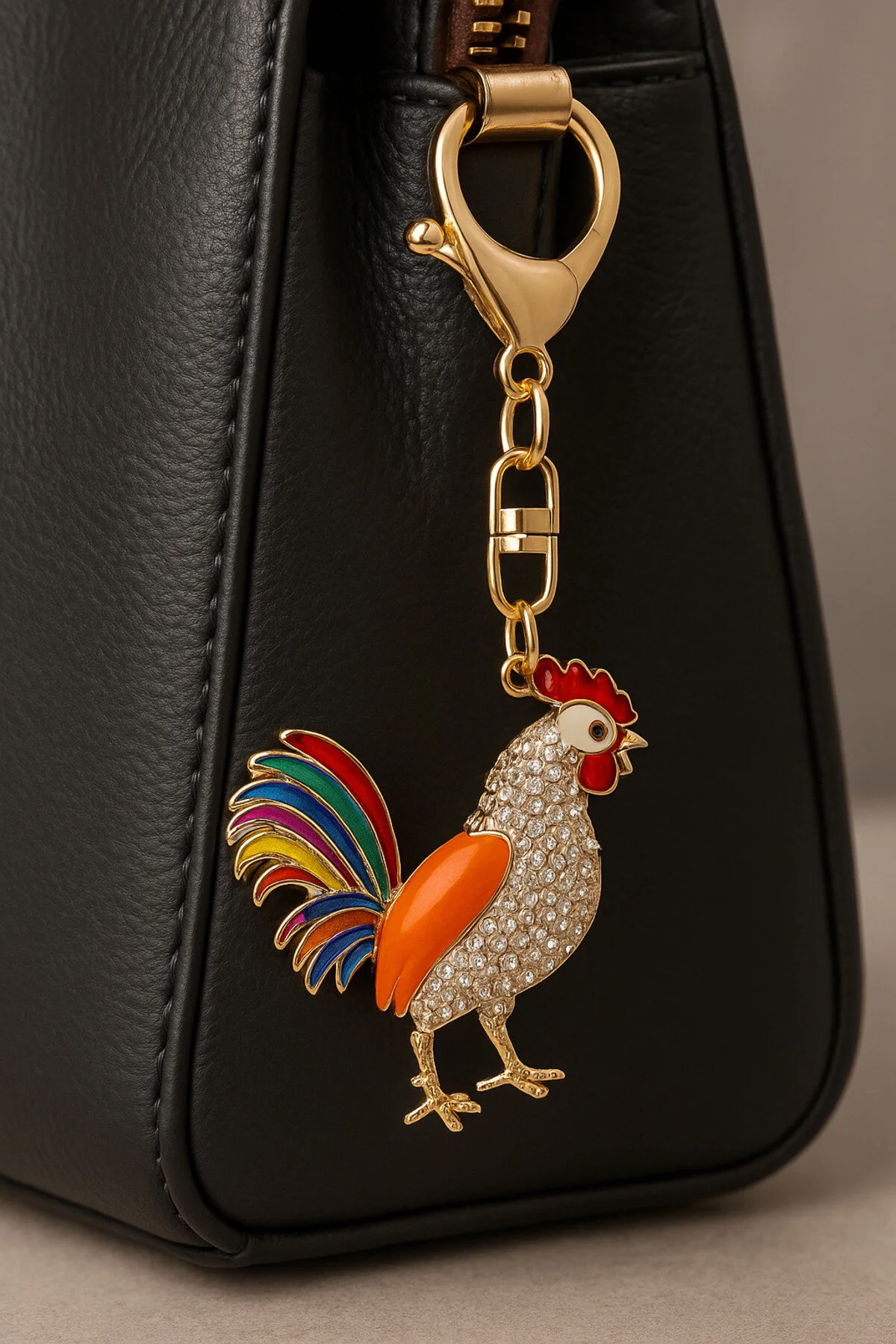 جلیقه کلید جاکلیدی خروس درخشان سنگی رنگارنگ MD Moda Accessories