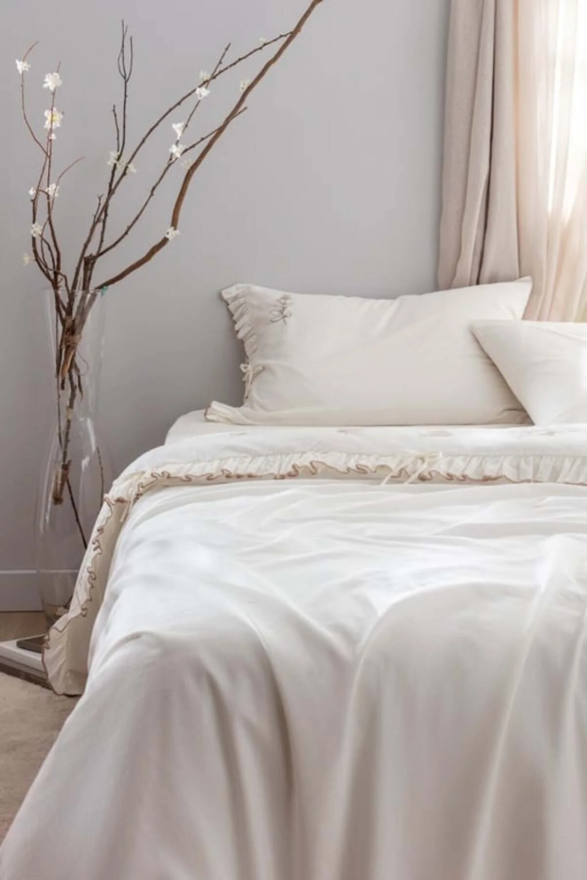 کاور لحاف دو نفره فصل جدید PERLINE KING YOU 100 ٪ مجموعه پوشش دوتایی پنبه ECRU BEIGE Madame Coco