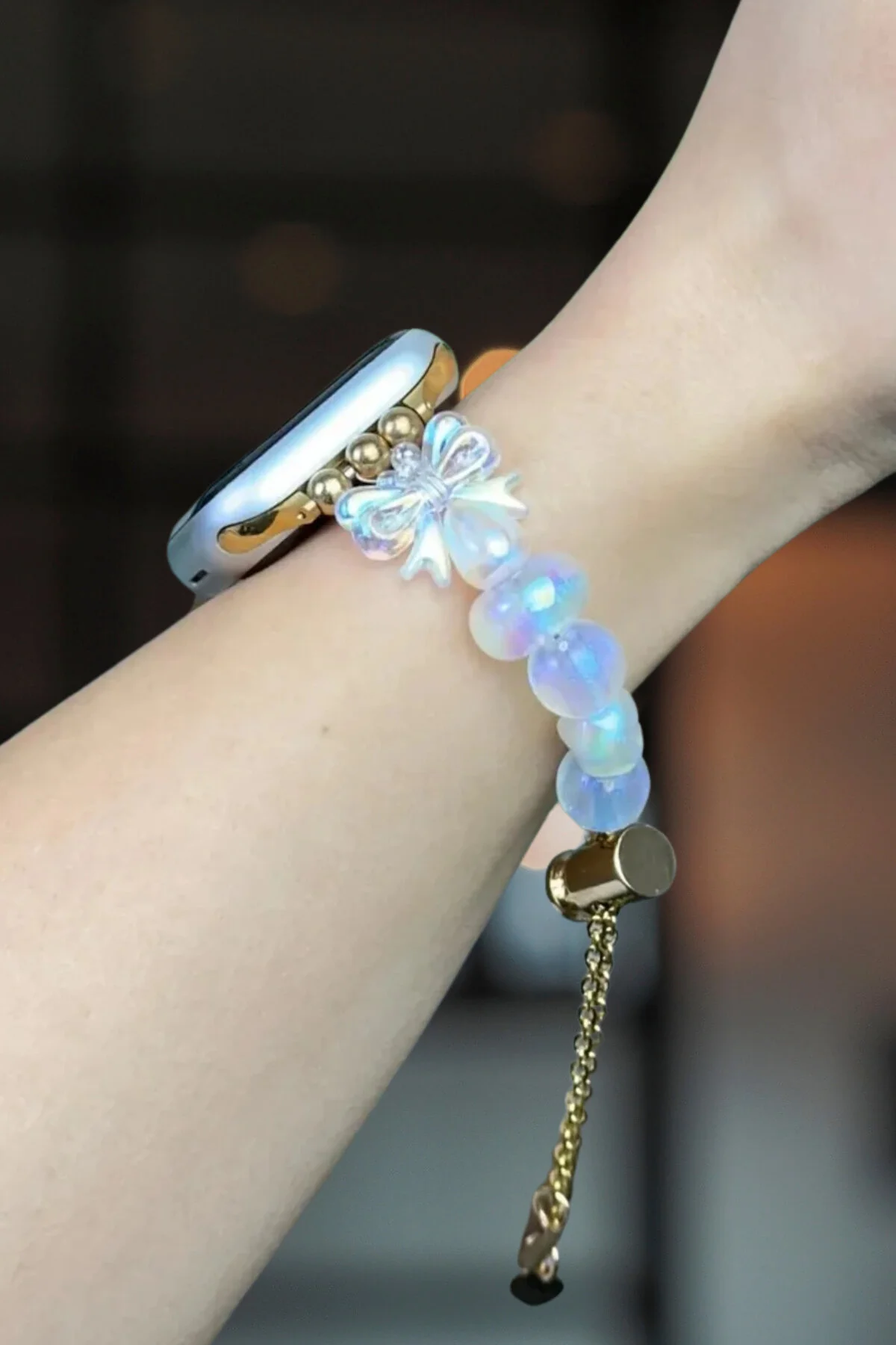 بند ساعت هوشمند APPLE مچی 49 46 45 44 42 MM 11 10 9 8 7 6 5 4 3 SE ULTRA HK PRO MAX STRAP BEAD HEART BOW فیبکس Fibaks