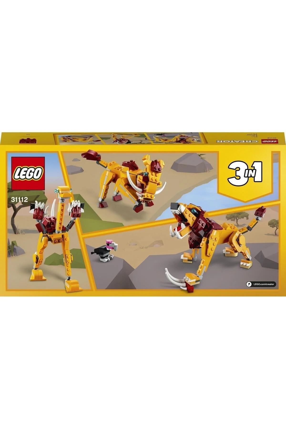LEGO مجموعه ساختمان اسباب بازی Creator 3 in 1 Wild Lion 31112 (224 قطعه)