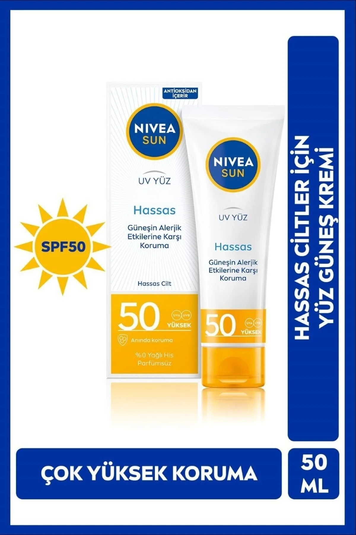 NIVEA کرم ضد آفتاب صورت حساس به نور خورشید 50 میلی لیتر