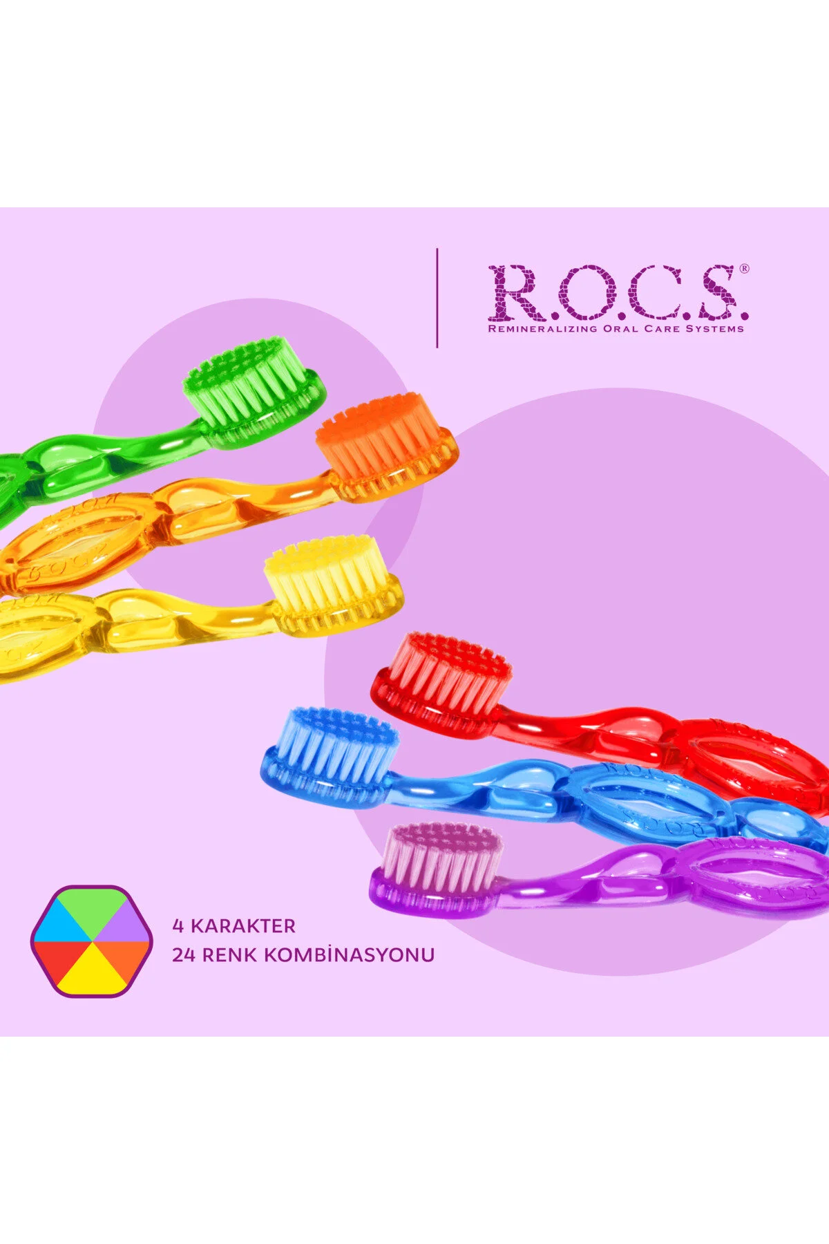 مسواک دستی کودک 3 تا 7 ساله رنگ زرد R.O.C.S