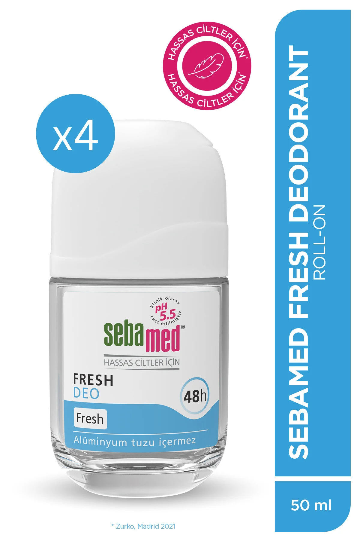 دئودورانت و رول آن زنانه بوی عرق پیشگیرانه 48 ساعت برای پوست حساس مردانه تازه 50ML X 4 مؤثر است Sebamed