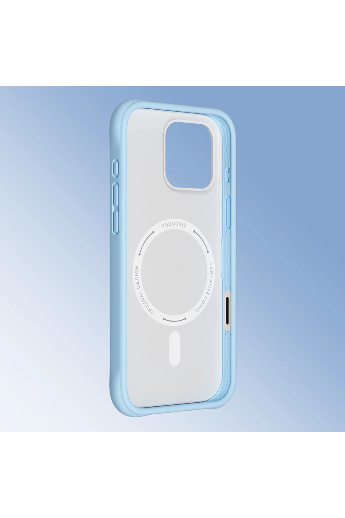 کاور و قاب محافظ سری MACAROON IPHONE 16 PRO MAX با ویژگی شارژ ایمن M آبی رنگ Youngkit