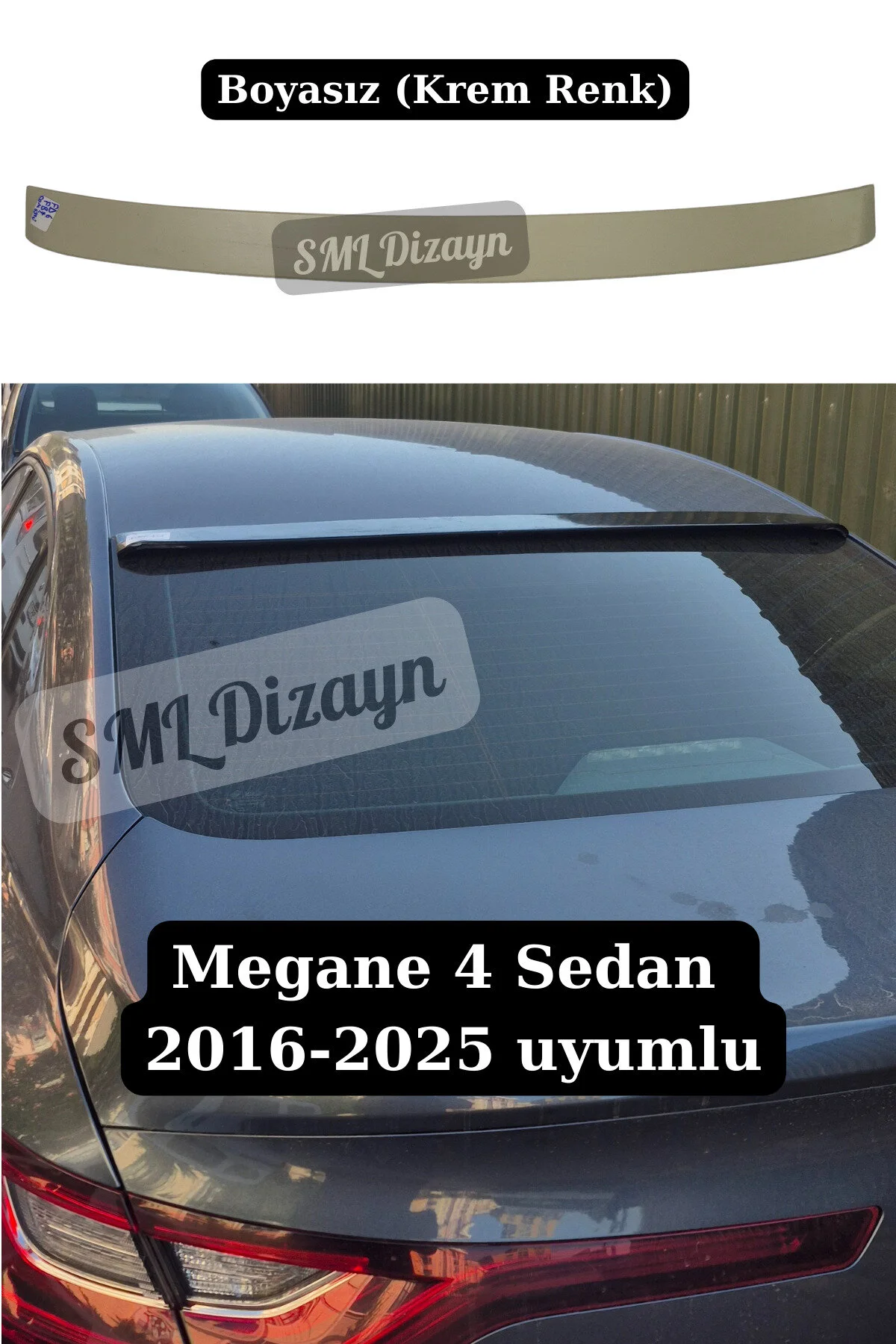 اسپویلر خودرو جلوپنجره مگان 4 سدان برش سقفی 2016 2025 پلاستیک بدون رنگ SML Dizayn