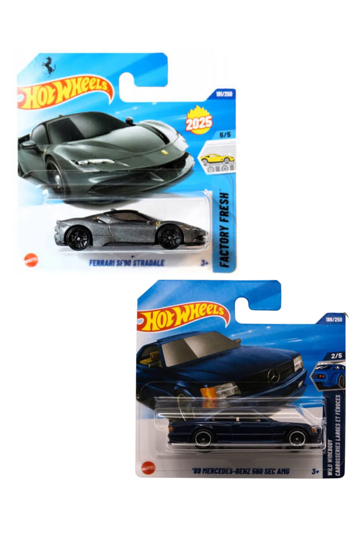ماشین اسباب بازی FERRARI SF90 STRADALE 89 MERCEDES BENZ 560 SEG AMG مجموعه 2 HOT WHEELS