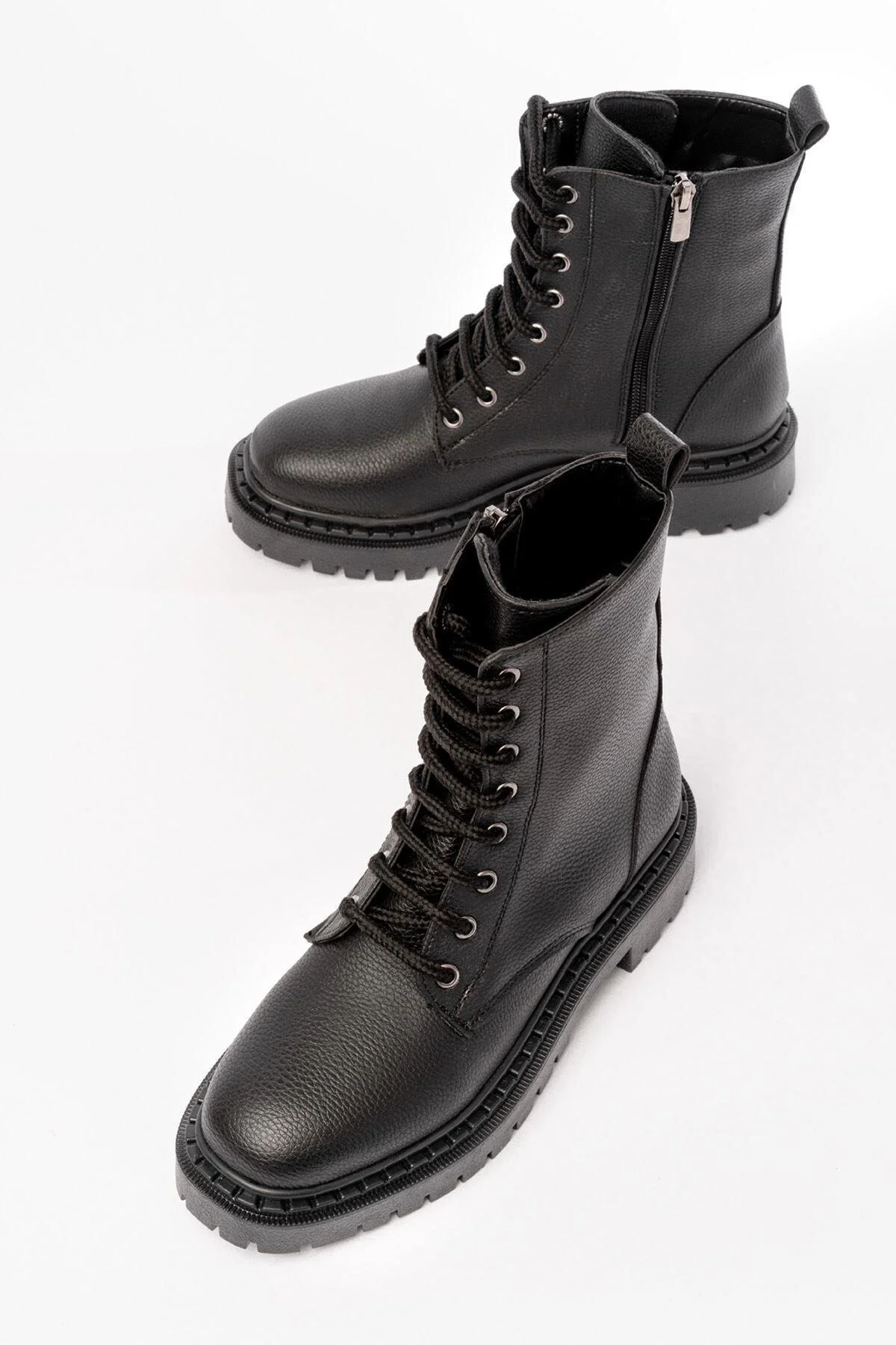 چکمه و بوت های زنانه روزانه مشکی بند دار لونا Mida Shoes