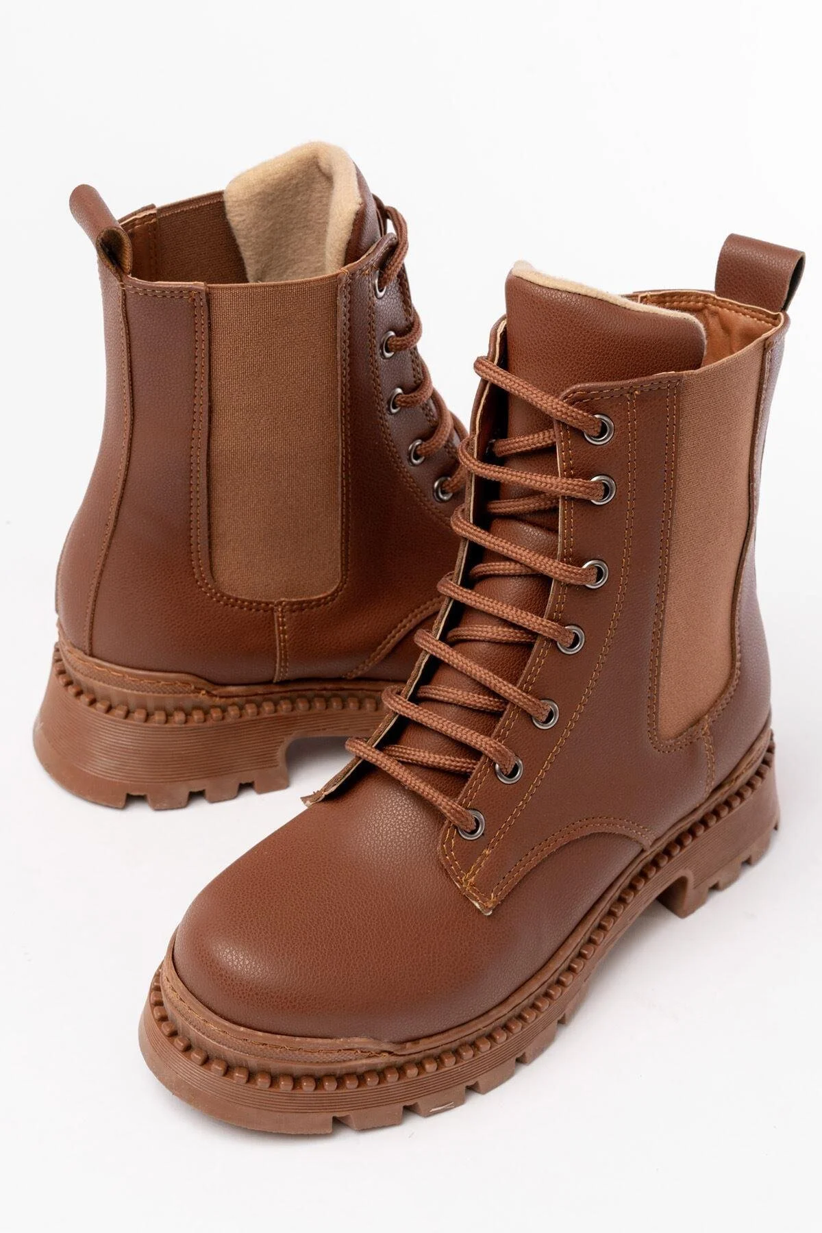 چکمه و بوت های زنانه روزانه الاستیک بنددار پاشنه تخت 298 Mida Shoes