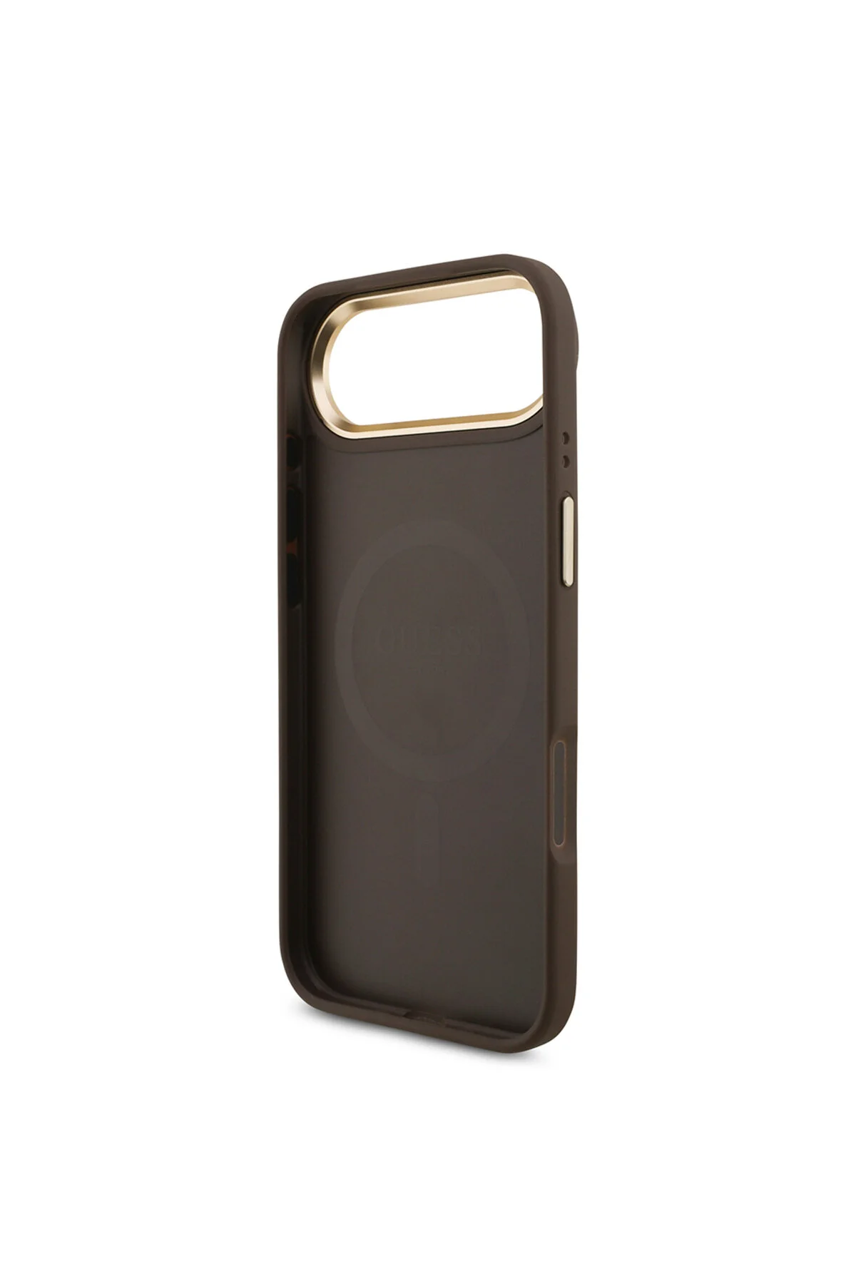 کاور و قاب IPHONE 17 AIR CASE دارای مجوز شارژ M SAFE دوربین طلایی سنگی 4G لوگو قهوه ای Guess