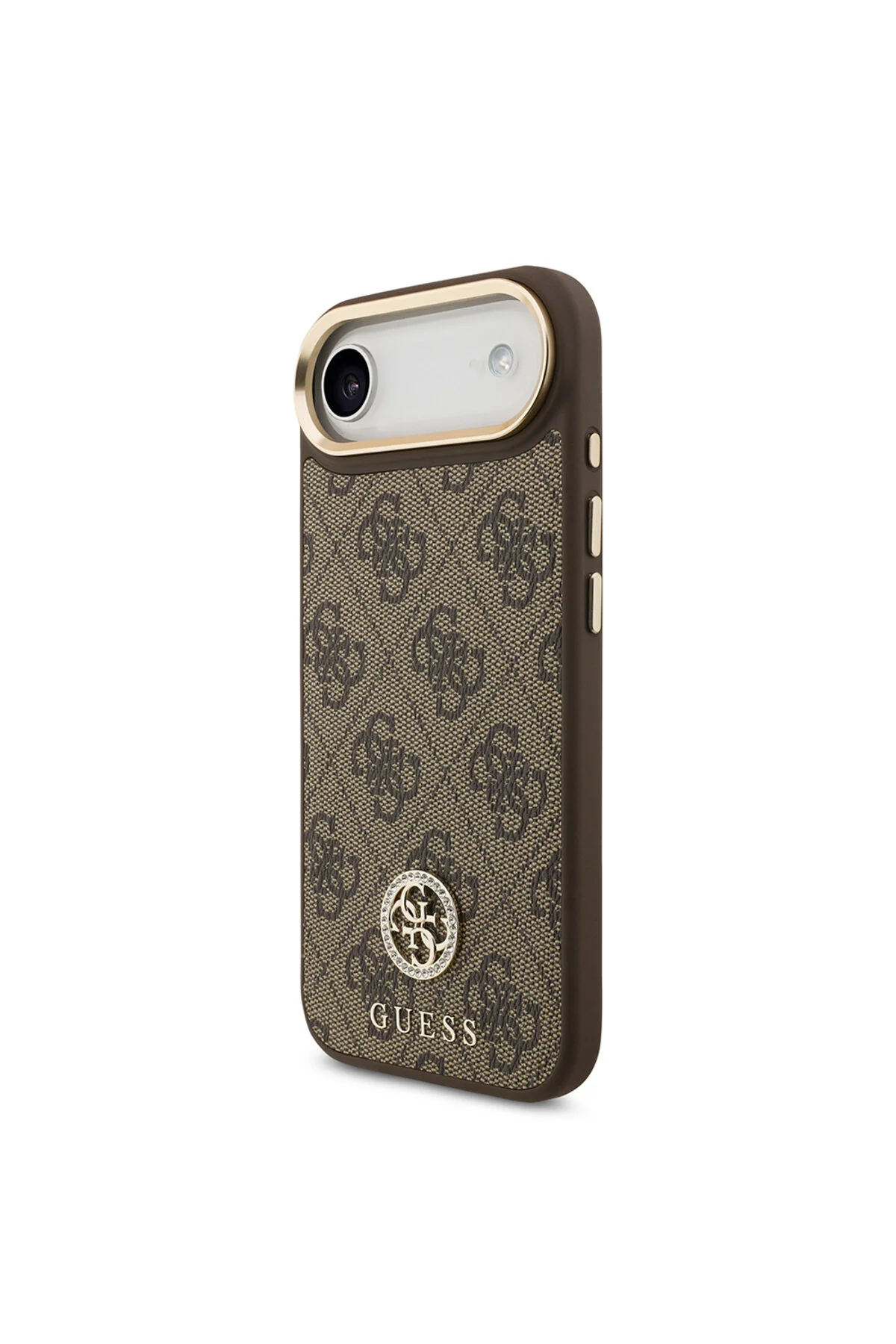 کاور و قاب IPHONE 17 AIR CASE دارای مجوز شارژ M SAFE دوربین طلایی سنگی 4G لوگو قهوه ای Guess