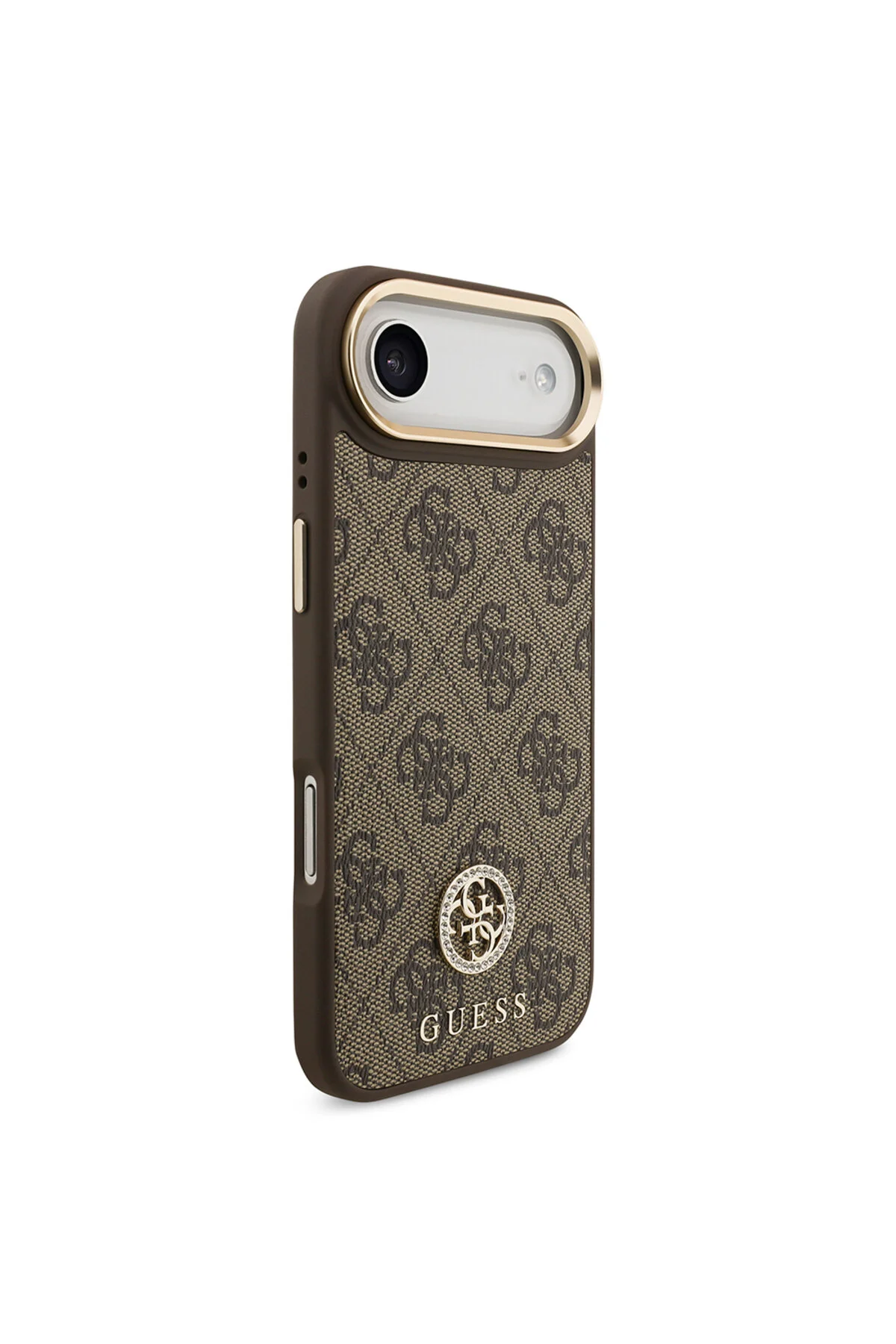 کاور و قاب IPHONE 17 AIR CASE دارای مجوز شارژ M SAFE دوربین طلایی سنگی 4G لوگو قهوه ای Guess