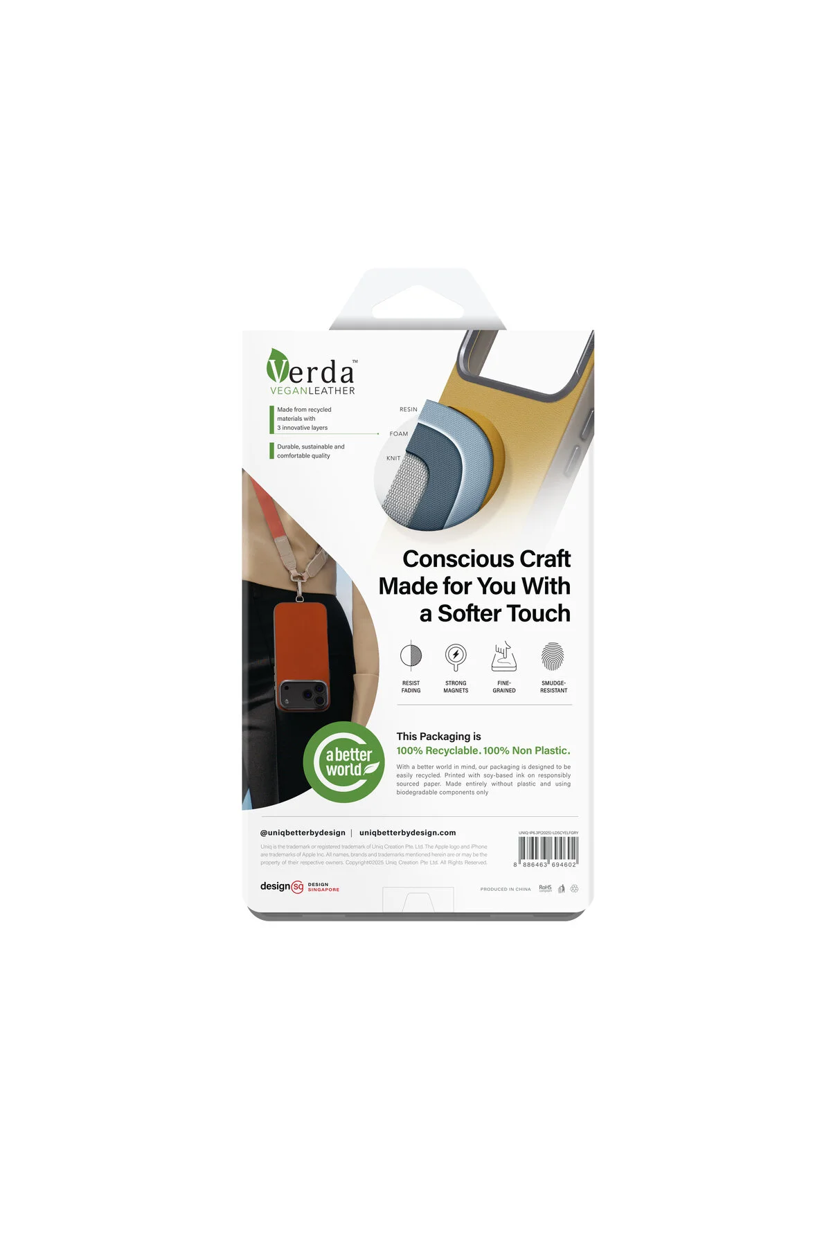 کاور و قاب تجاری آیفون 17 پرو لیدن DS دو رنگ چرم وگان با ویژگی MAGSAFE MAGCLICK™ UNIQ Better By Design
