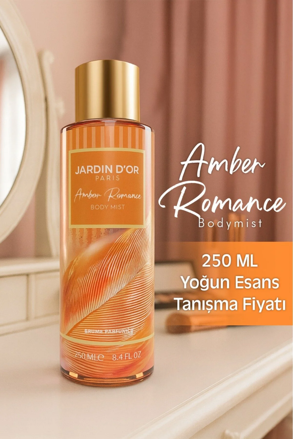 اسپری بدن زنانه آمبر رمانس 250 میلی لیتر با رایحه دلپذیر JARDIN D'OR