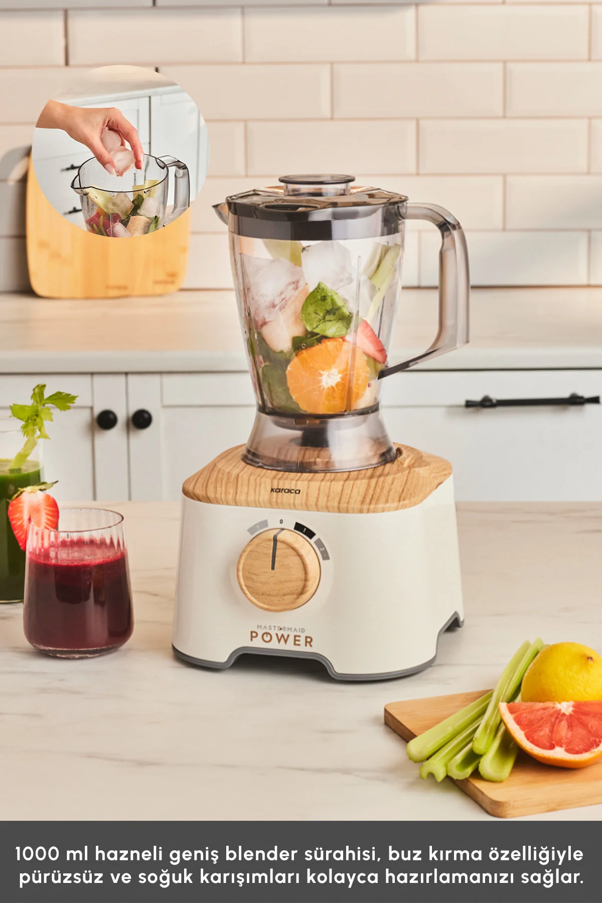 ست مخلوط کن MASTERMAID POWER 10 در 1 آشپزخانه صنایع دستی چوب 2000 W کاراجا Karaca