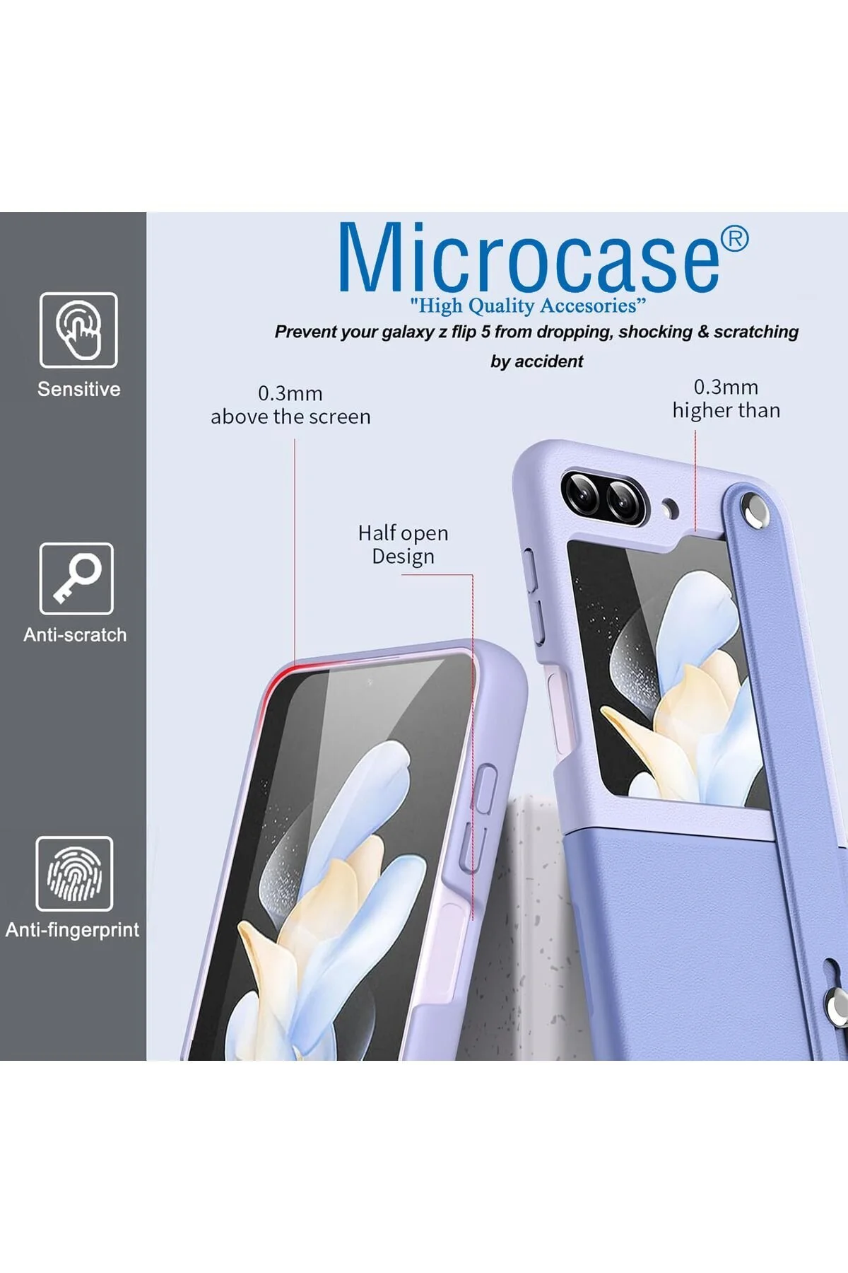 کاور و قاب پلاستیکی طرح چرمی SAMSUNG GALAXY Z FLIP 7 FE 6 با نگهدارنده انگشتی Microcase