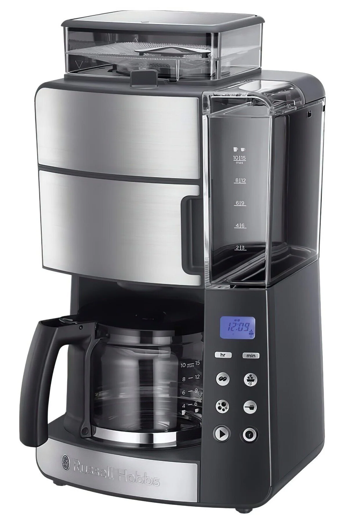 قهوه ساز فیلتری خاکستری 25610 56 دستگاه فیلتر شیشه ای Grind & Brew Glass  Russell Hobbs