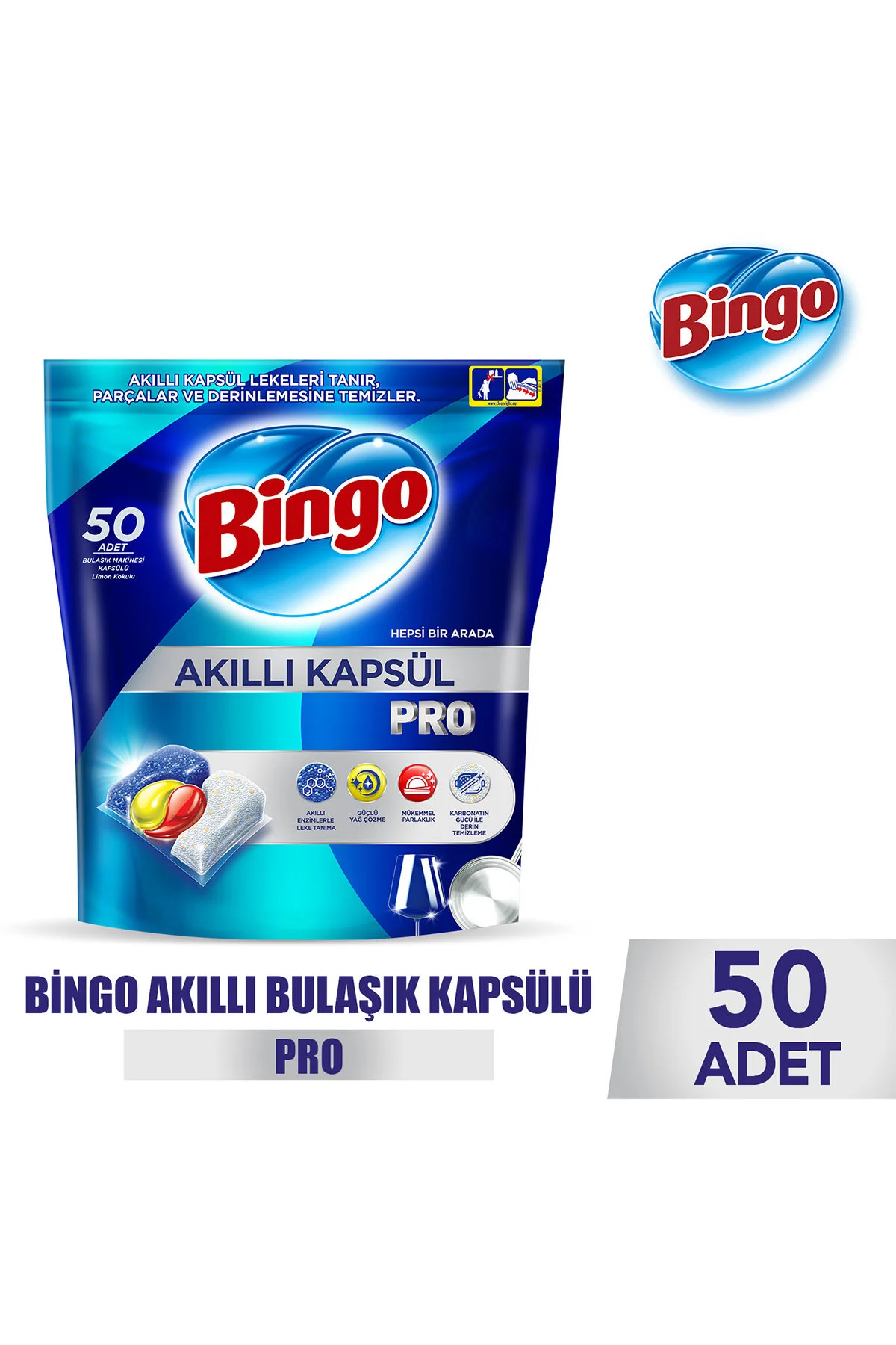 قرص و پودر ماشین ظرفشویی کپسول هوشمند PRO MAX 50 Bingo