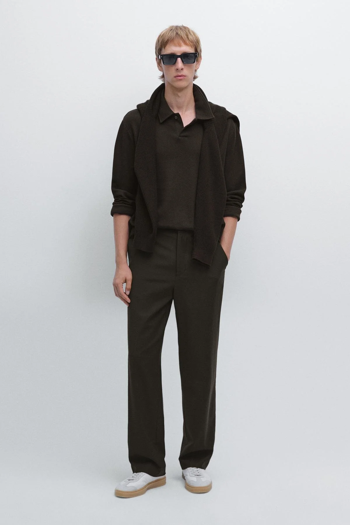 تی شرت یقه پولو آستین بلند چوگان یاکا Massimo Dutti