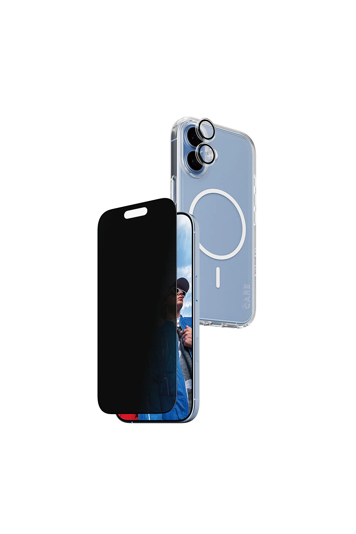 کاور و قاب مجموعه 3 صفحه نمایش مخفی شبح پرچمدار آیفون 17 بسته UWF+CASE+LENS CARE by PanzerGlass®